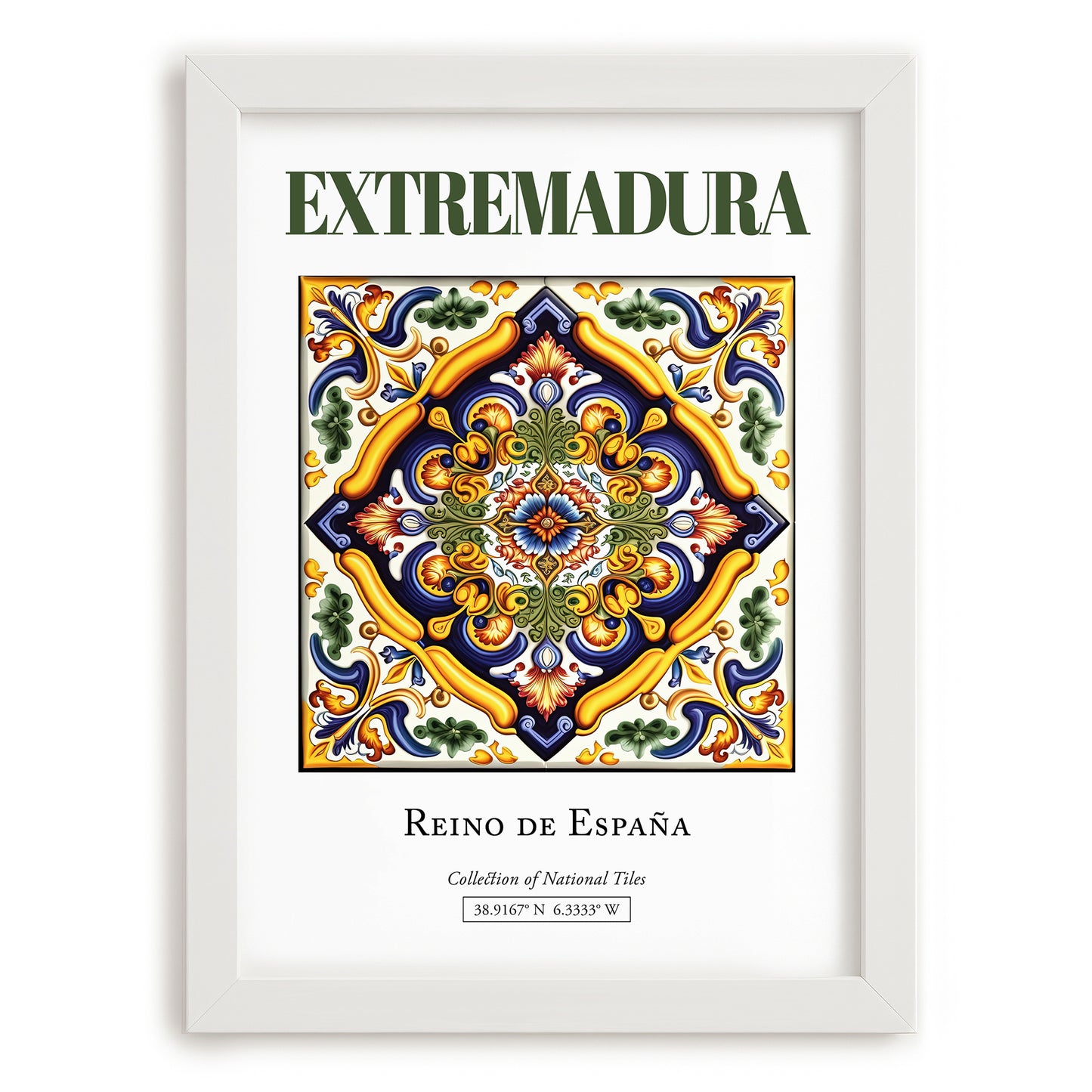 Extremadura, Spain – Travel Print, placed in minimal white frame
