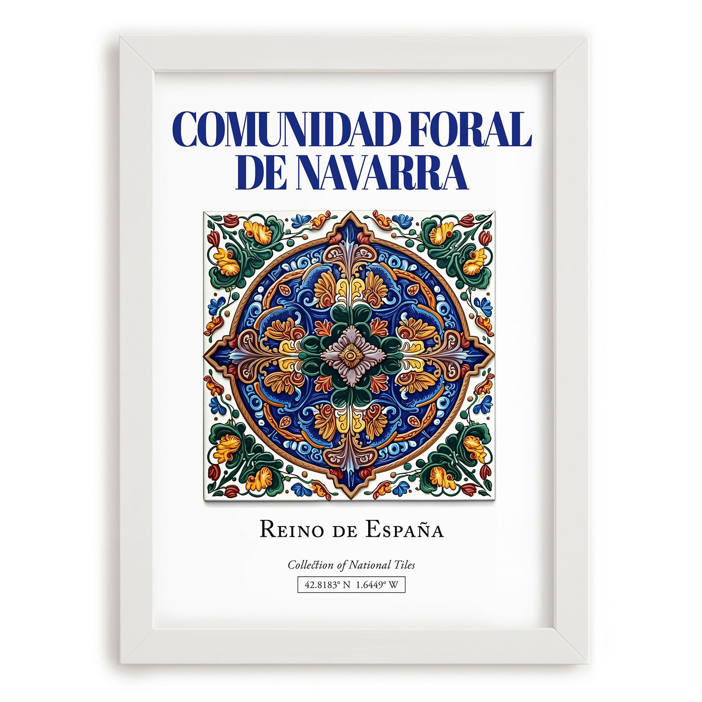 Comunidad Foral de Navarra, Spain – World Heritage Travel Poster, placed in minimal white frame