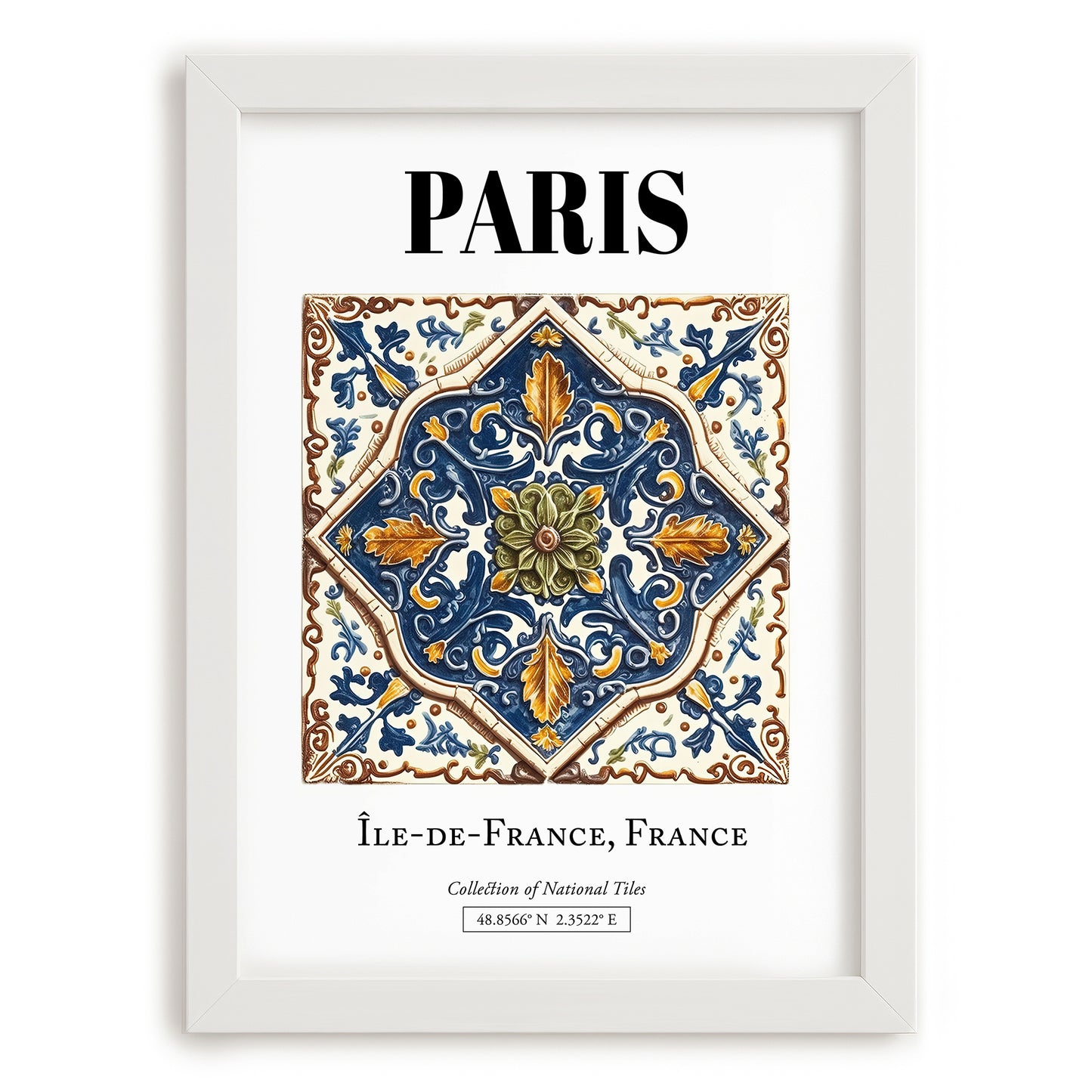 Paris, France – Travel Poster, placed in minimal white frame