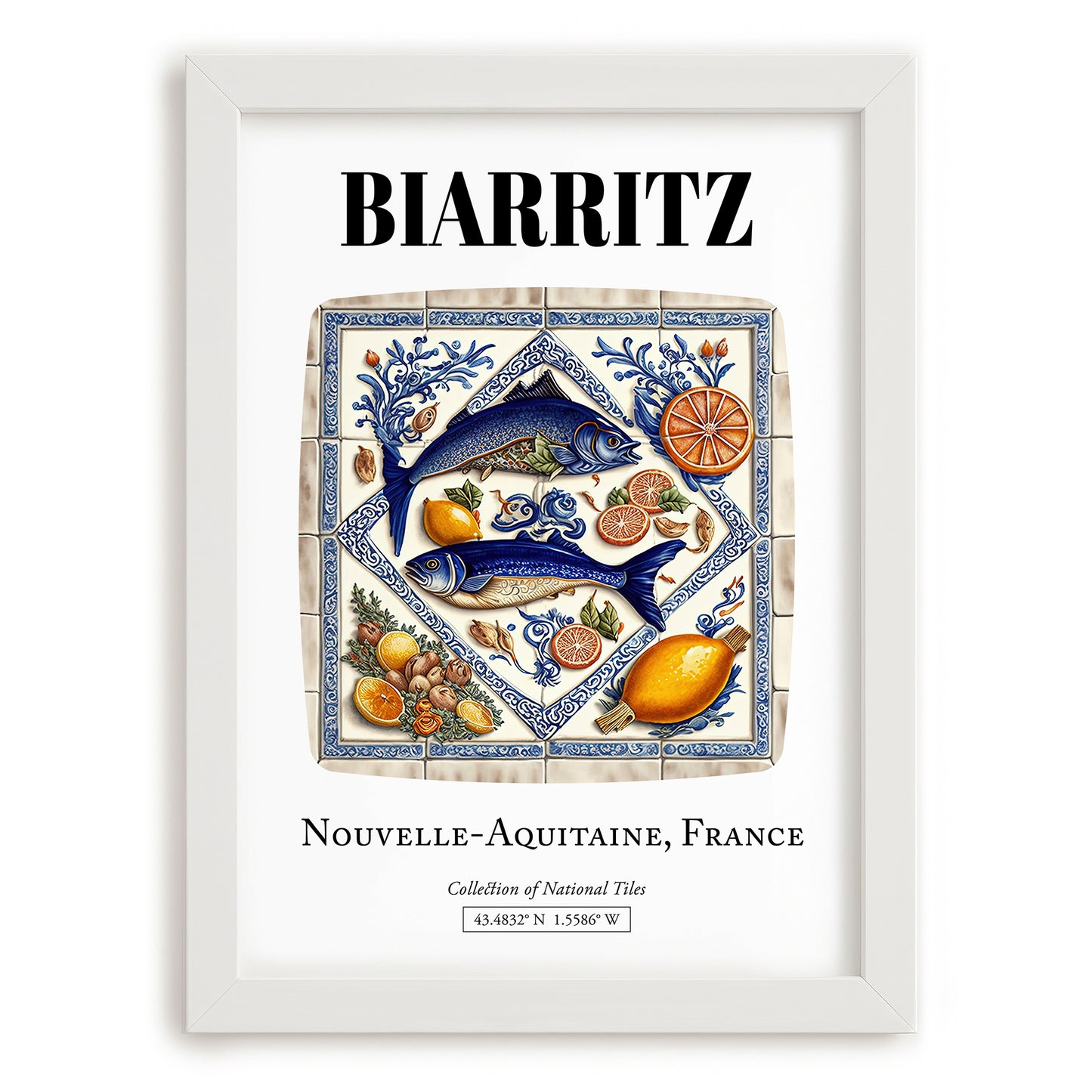 Biarritz, France – Travel Wall Decor, placed in minimal white frame