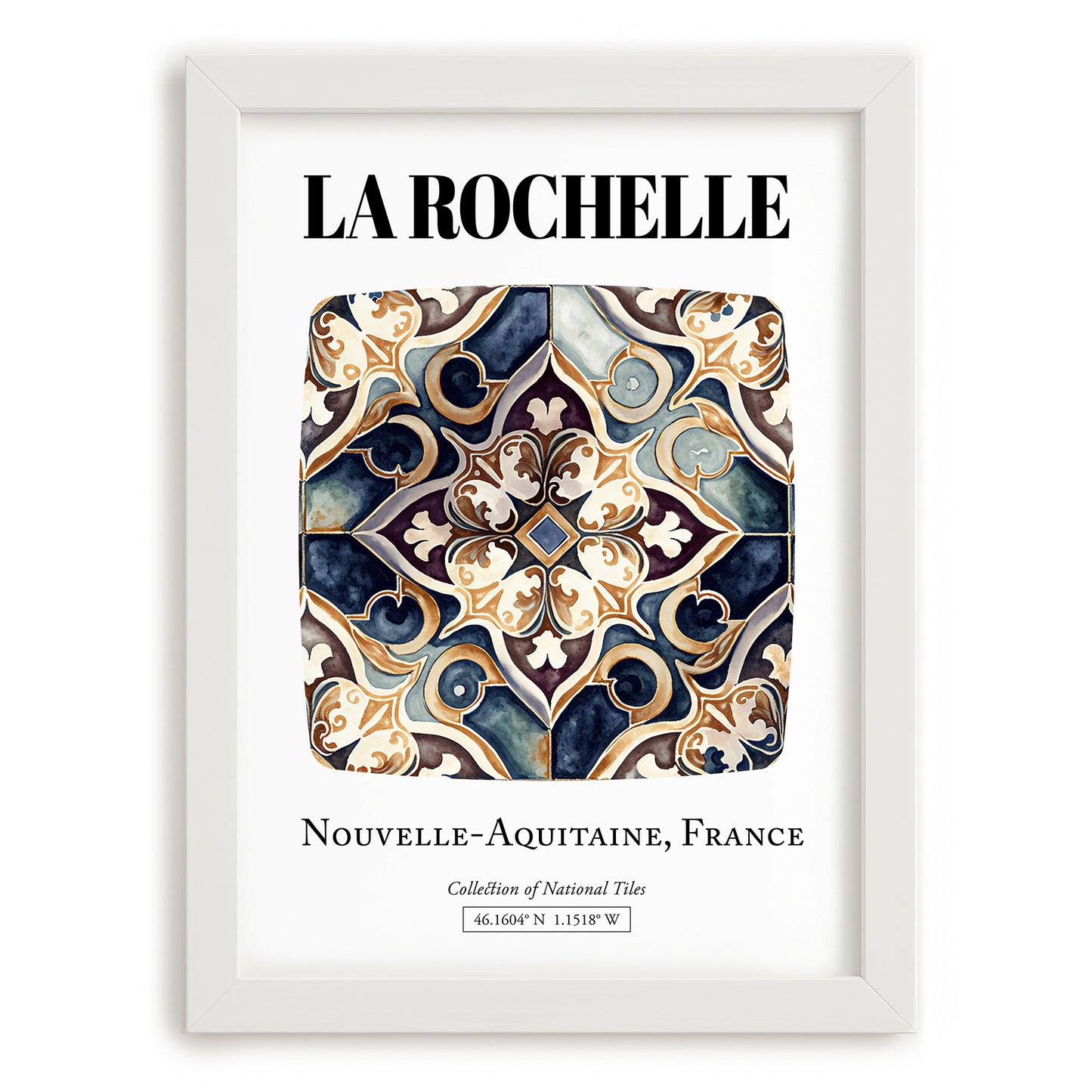 La Rochelle, France – Historic Cities Art Print, placed in minimal white frame