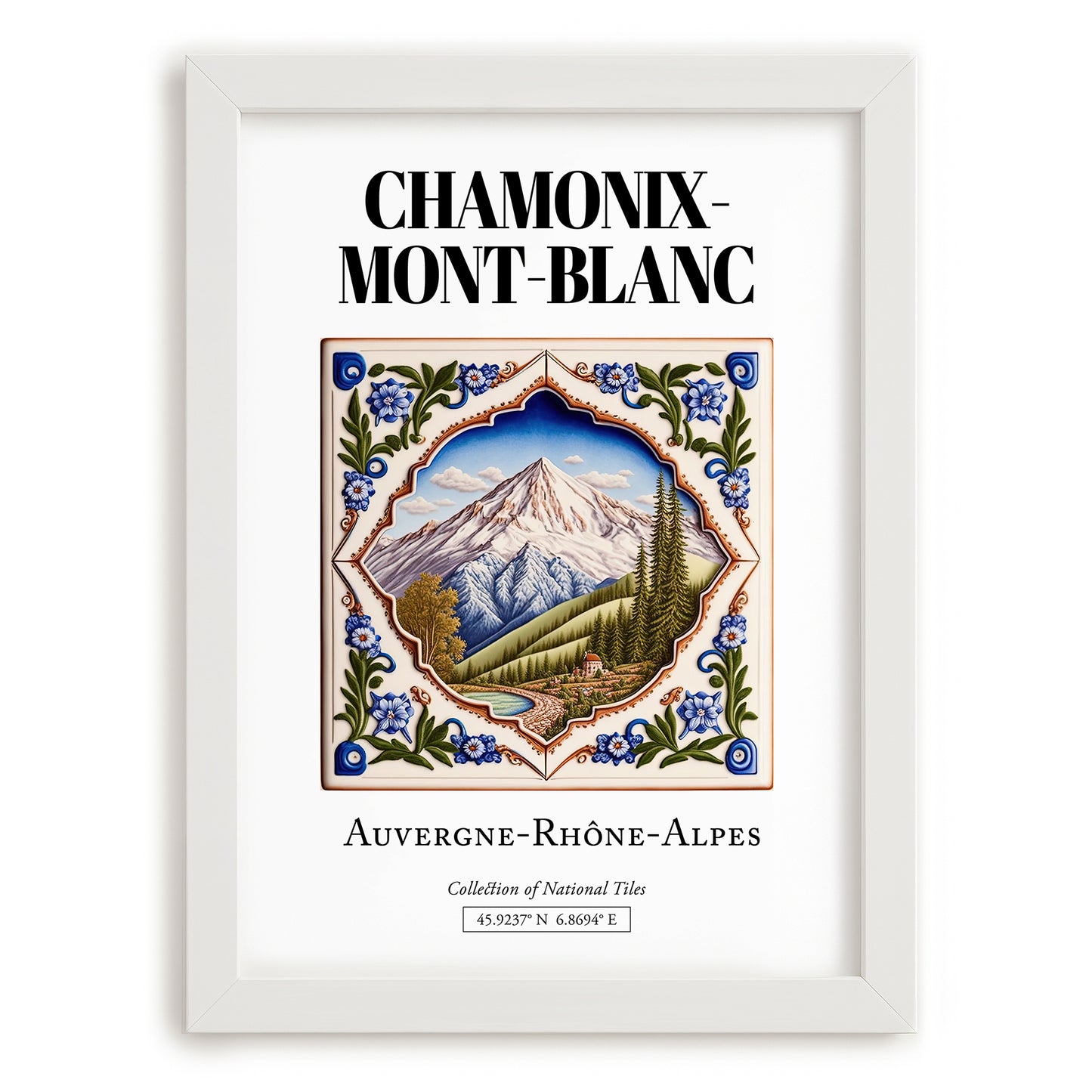 Chamonix-mont-blanc, France – Travel Wall Art, placed in minimal white frame
