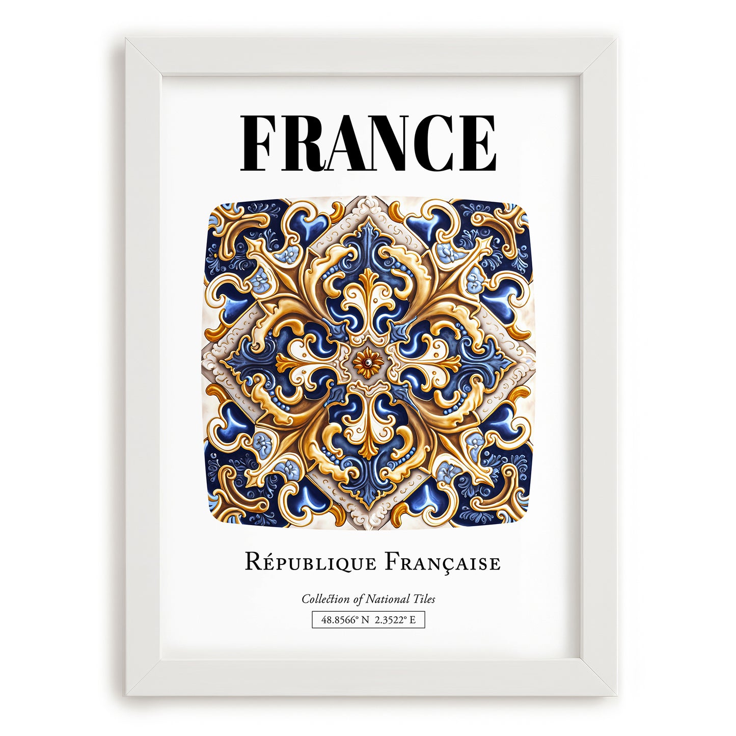 France, République Française – Wanderlust Wall Decor, placed in minimal white frame