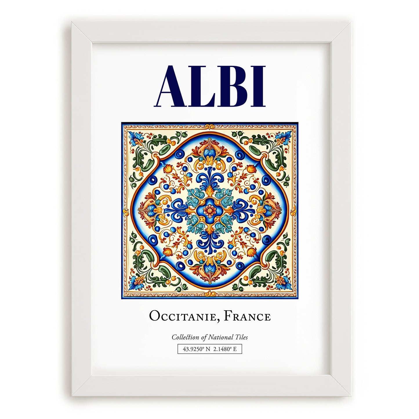 Albi, France – Travel Print, placed in minimal white frame
