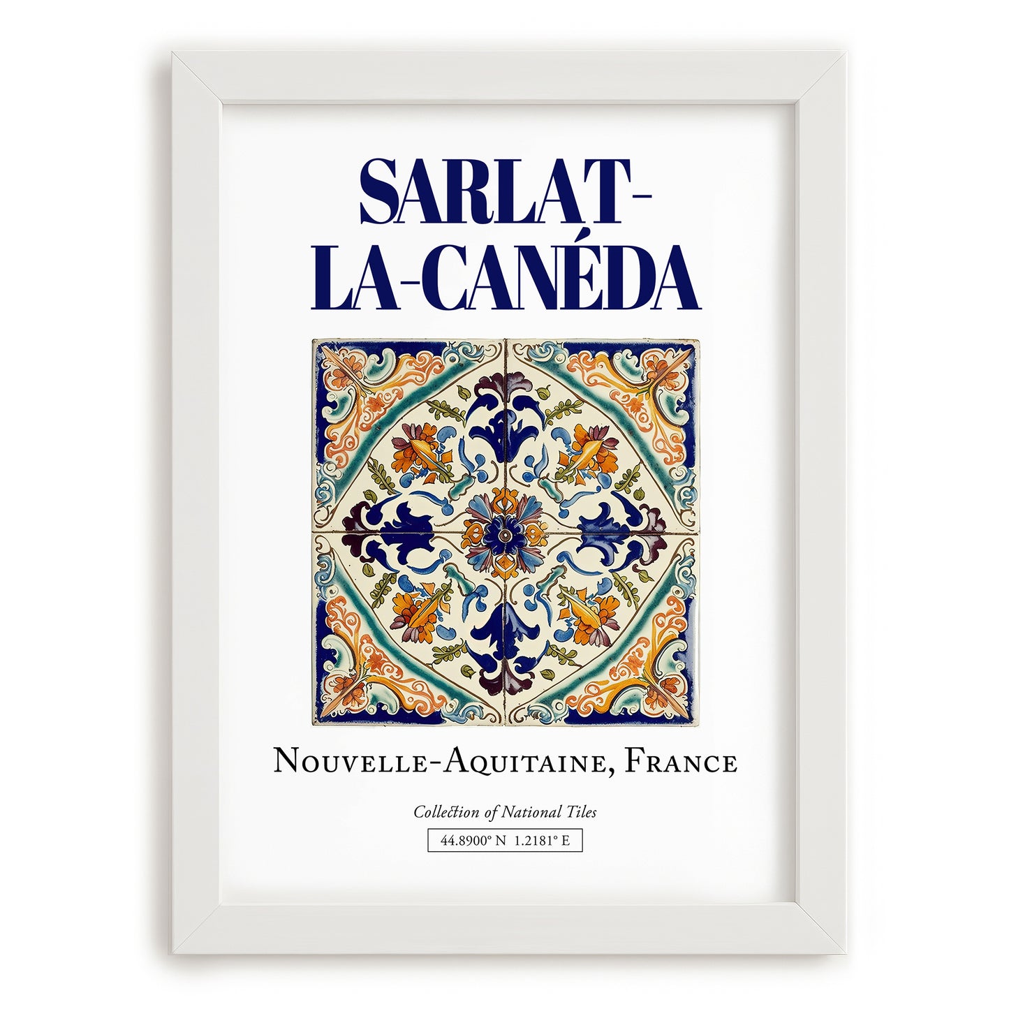 Sarlat-la-Canéda, France – Travel Print, placed in minimal white frame