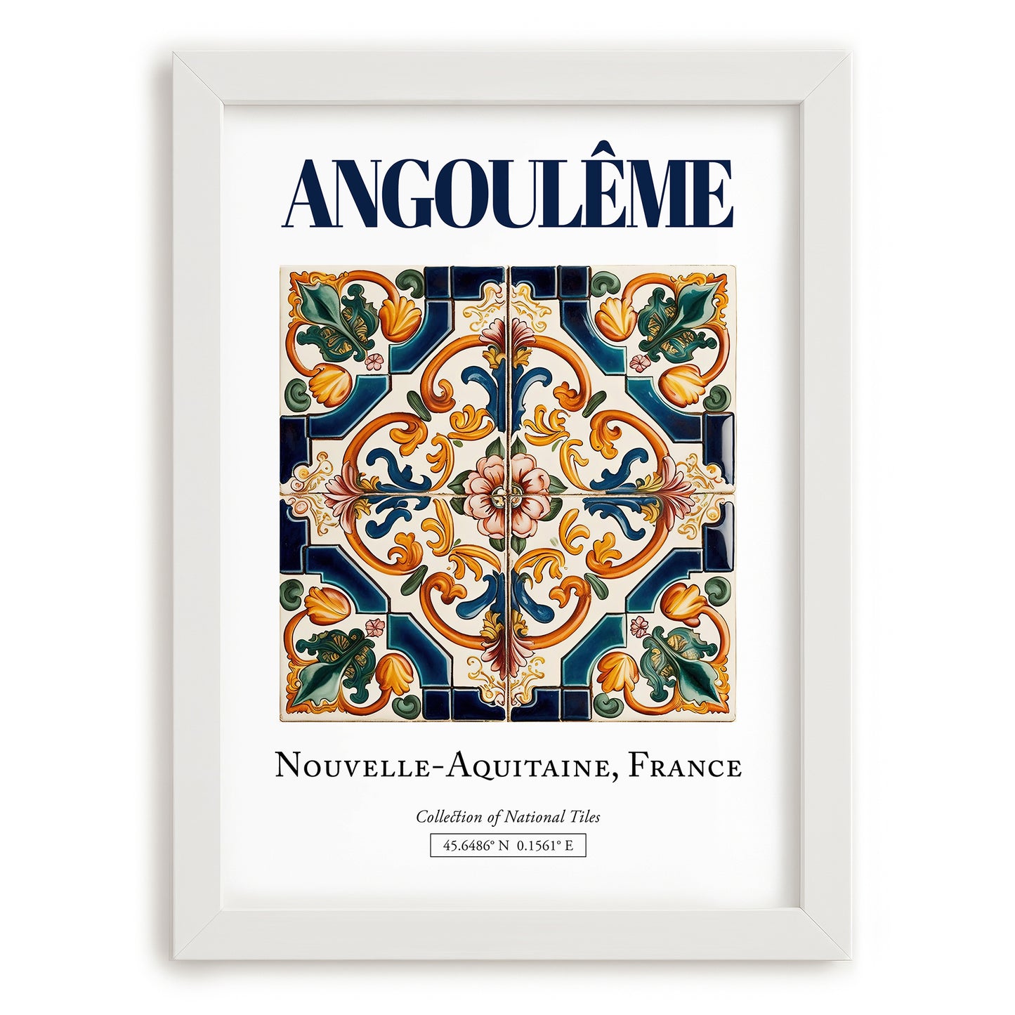 Angoulême, France – Travel Print, placed in minimal white frame