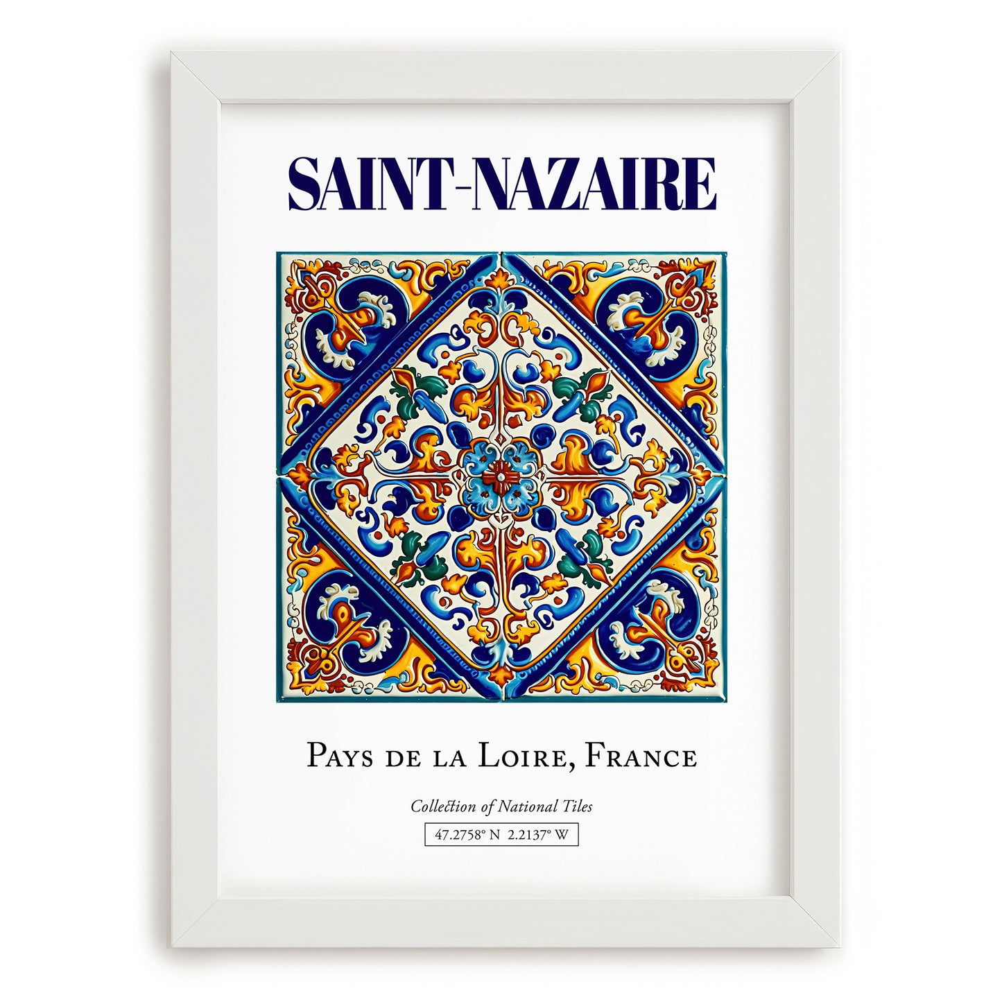 Saint-Nazaire, France – Travel Poster, placed in minimal white frame