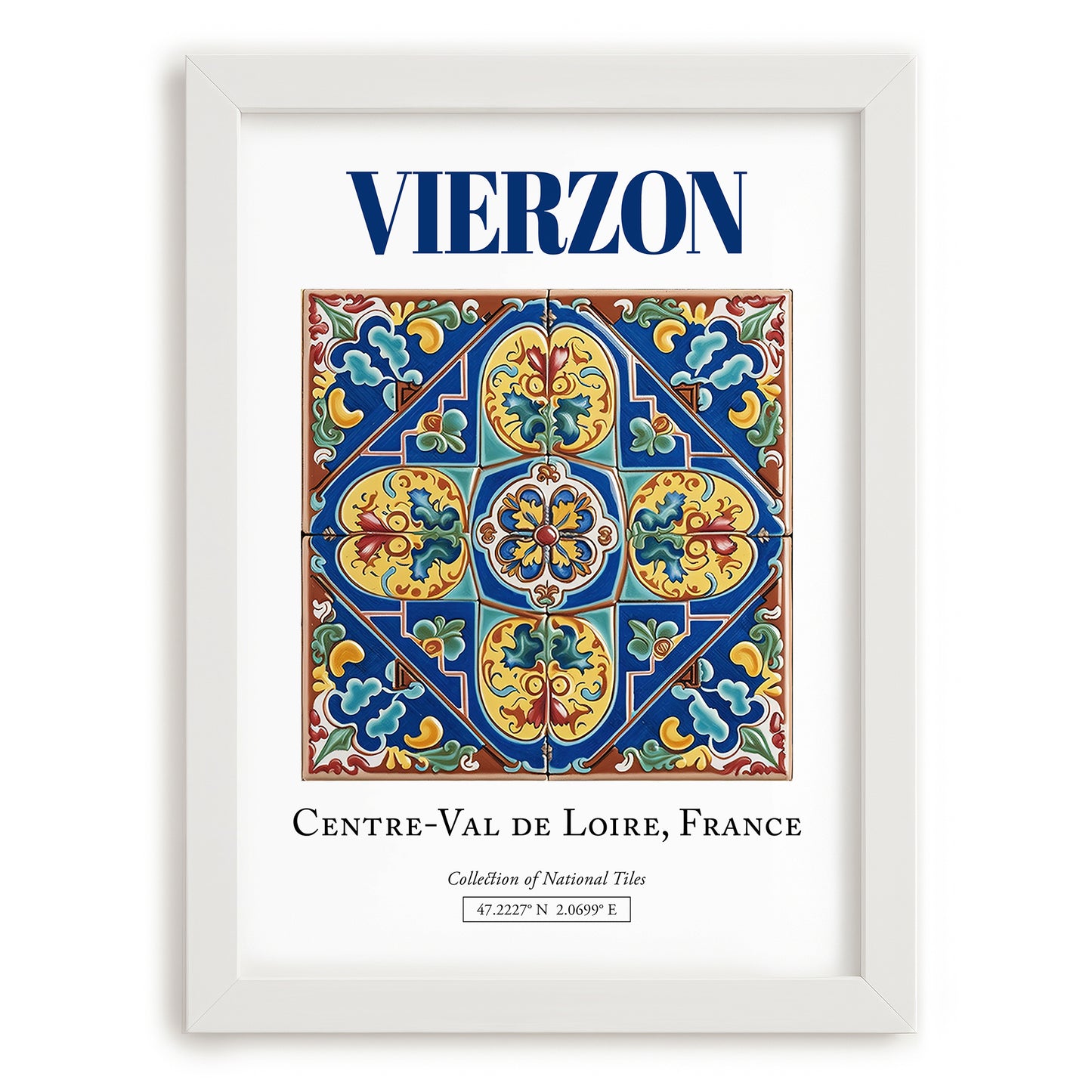 Vierzon, France – Travel Print, placed in minimal white frame
