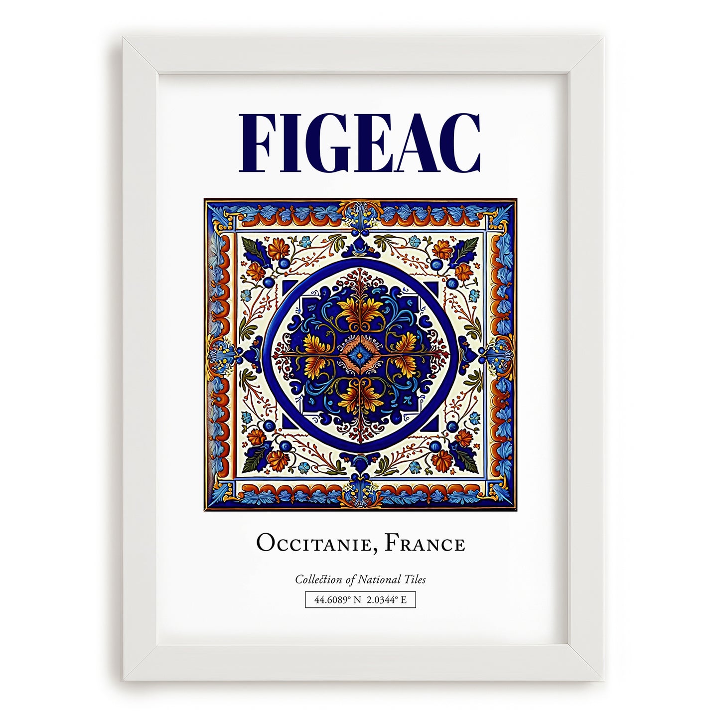 Figeac, France – Travel Print, placed in minimal white frame