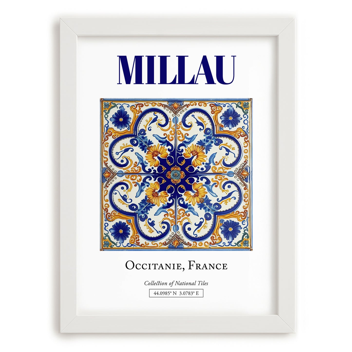 Millau, France – Travel Wall Decor, placed in minimal white frame