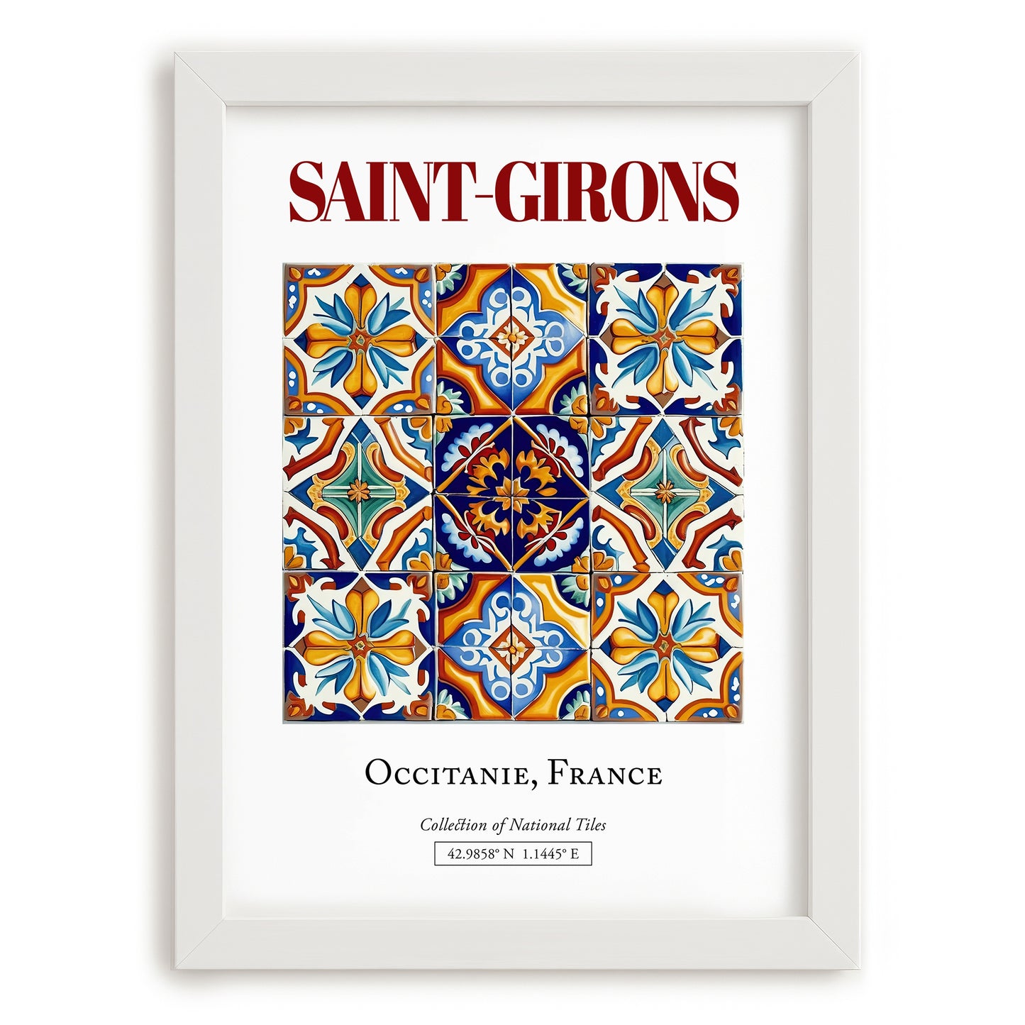 Saint-Girons, France – World Travel Art, placed in minimal white frame