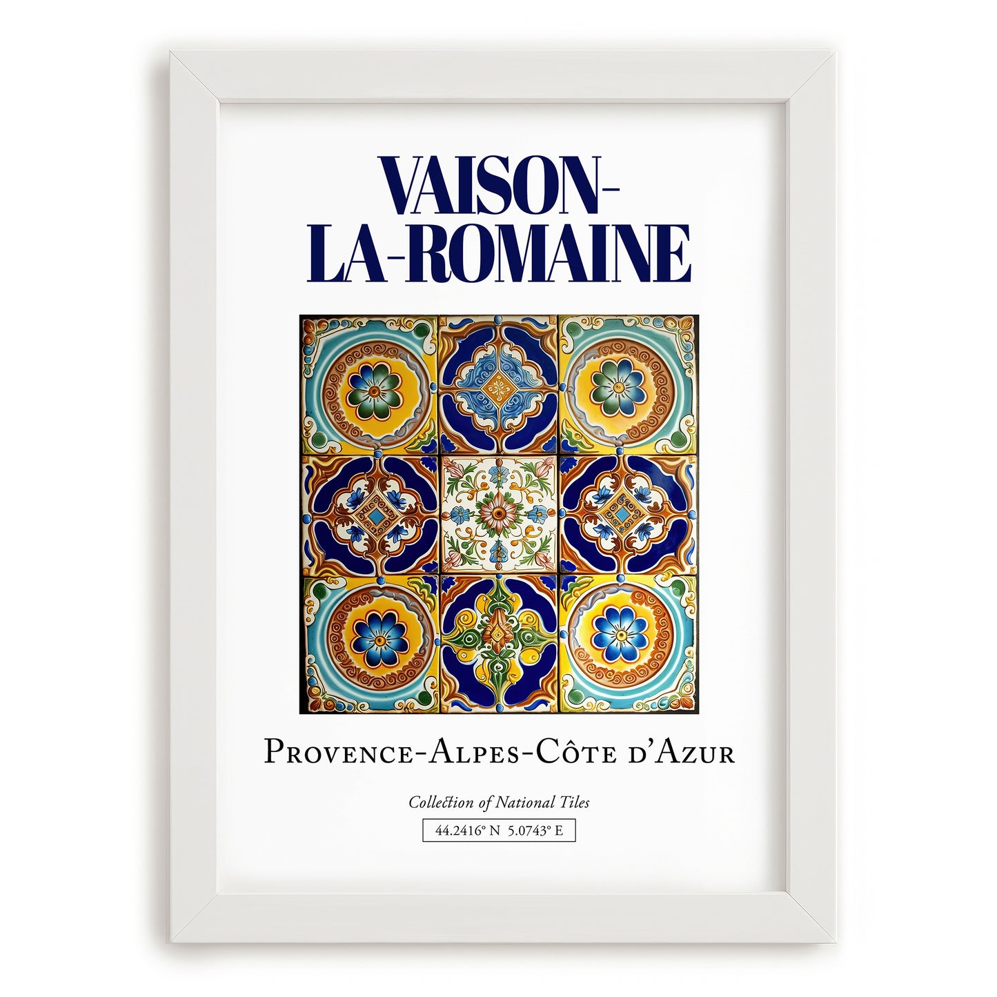 Vaison-la-Romaine, France – Travel Poster, placed in minimal white frame