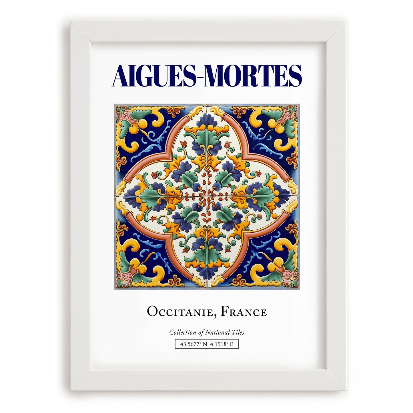 Aigues-Mortes, France – World Heritage Travel Poster, placed in minimal white frame