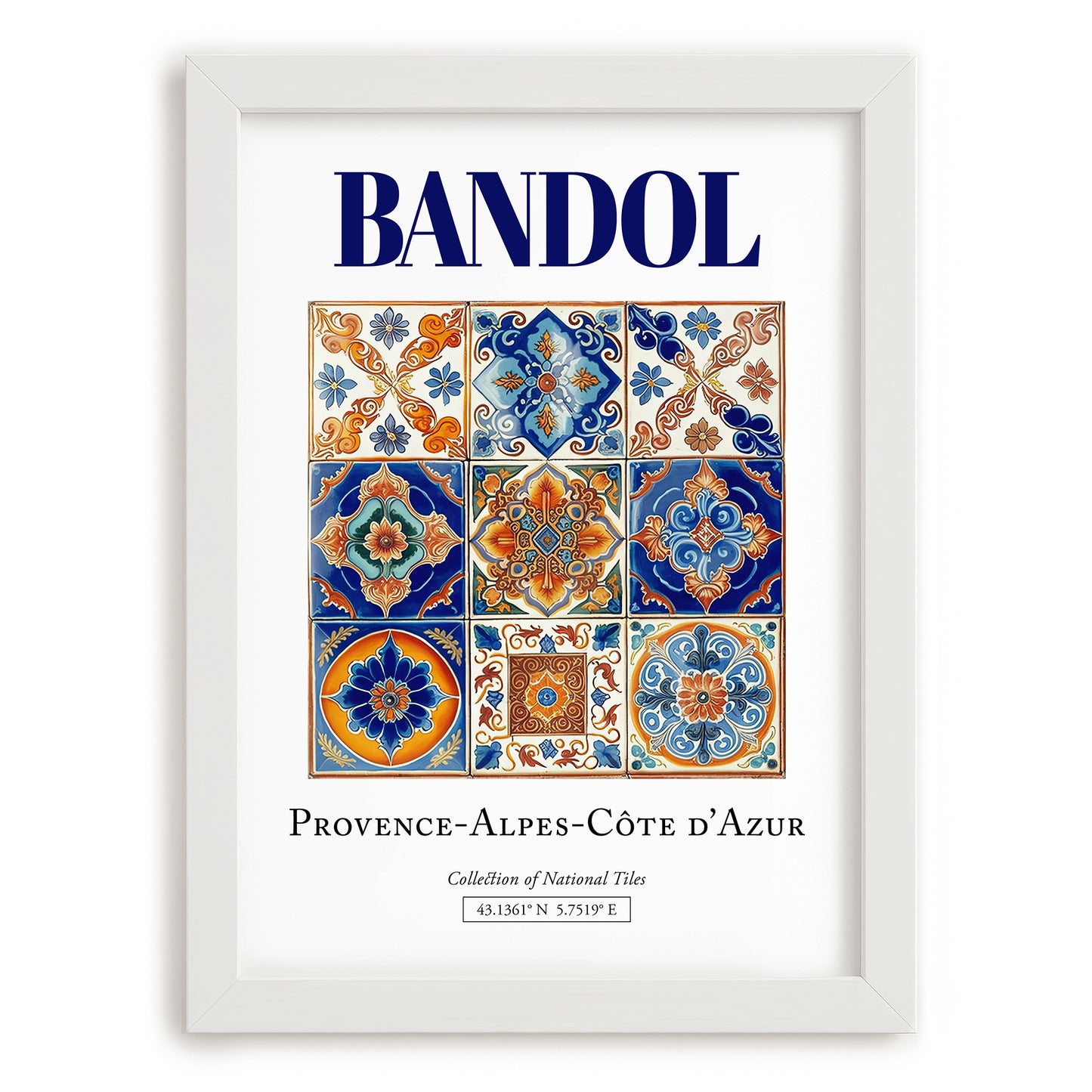 Bandol, France – World Heritage Travel Poster, placed in minimal white frame