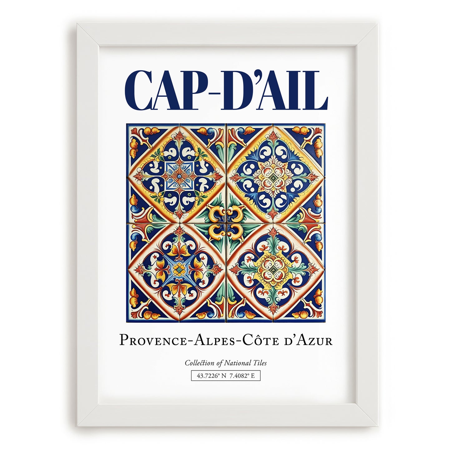 Cap-d'Ail, France – Cultural Heritage Wall Art, placed in minimal white frame