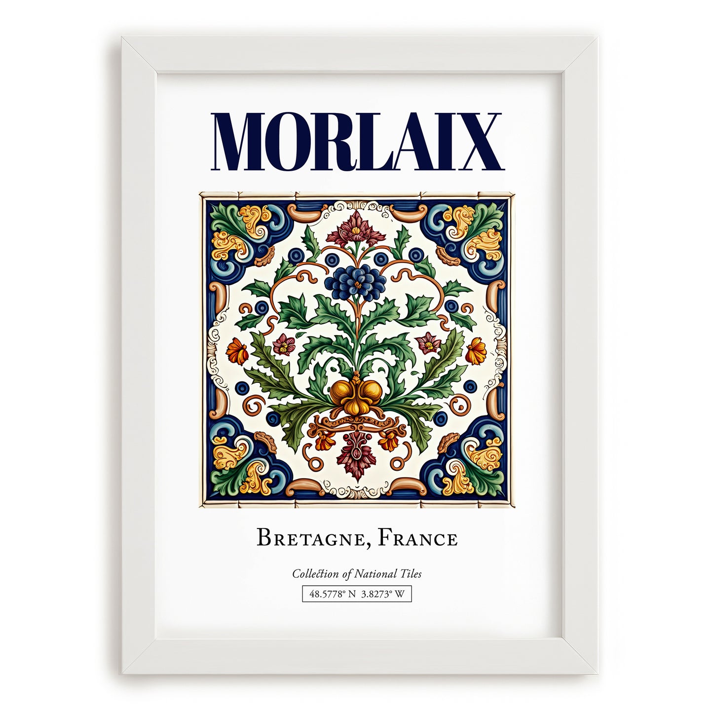 Morlaix, France – Travel Wall Art, placed in minimal white frame