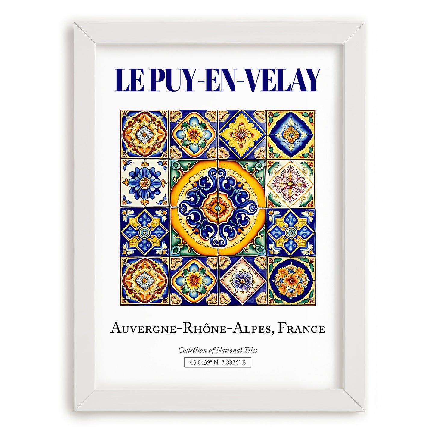 Le Puy-en-Velay, France – Travel Print, placed in minimal white frame