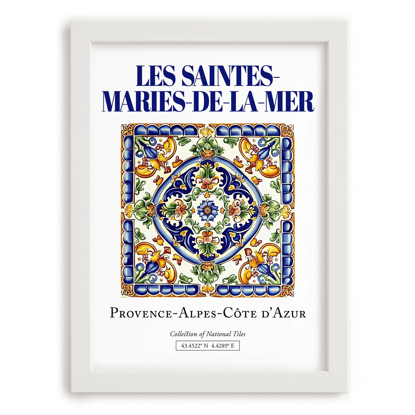 Les Saintes-Maries-de-la-Mer, France – Travel Wall Art, placed in minimal white frame