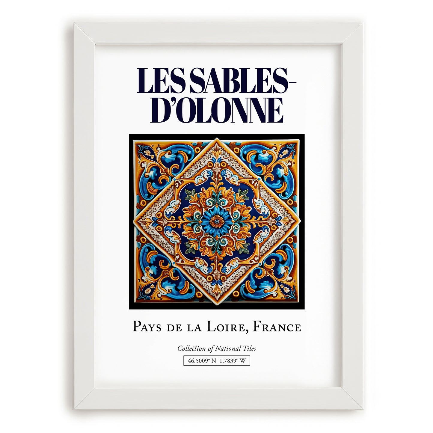 Les Sables-d'Olonne, France – Cultural Heritage Wall Art, placed in minimal white frame