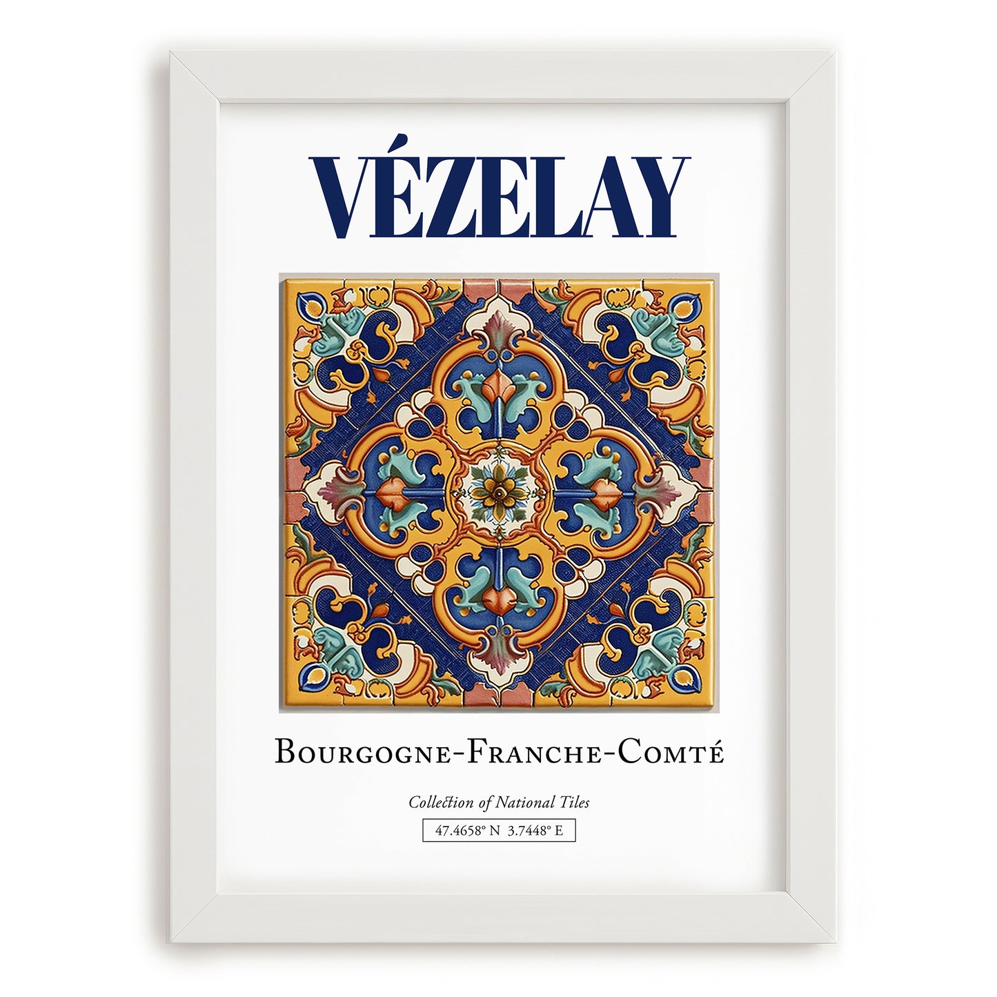 Vézelay, France – Travel Wall Art, placed in minimal white frame