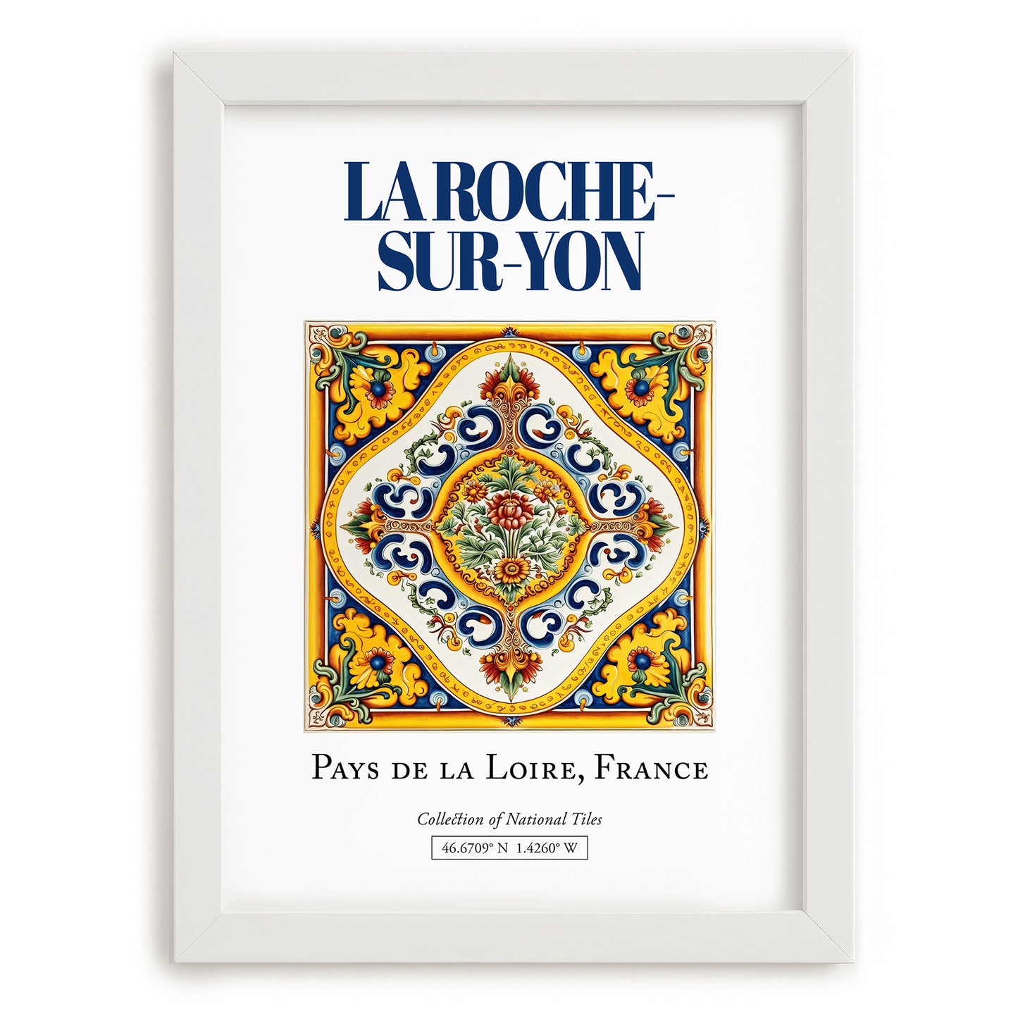 La Roche-sur-Yon, France – Wanderlust Wall Decor, placed in minimal white frame