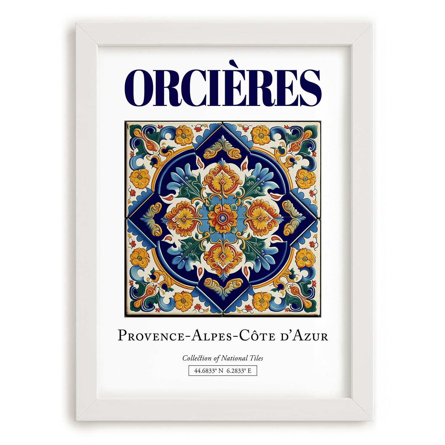 Orcières, France – Retro Travel Poster, placed in minimal white frame