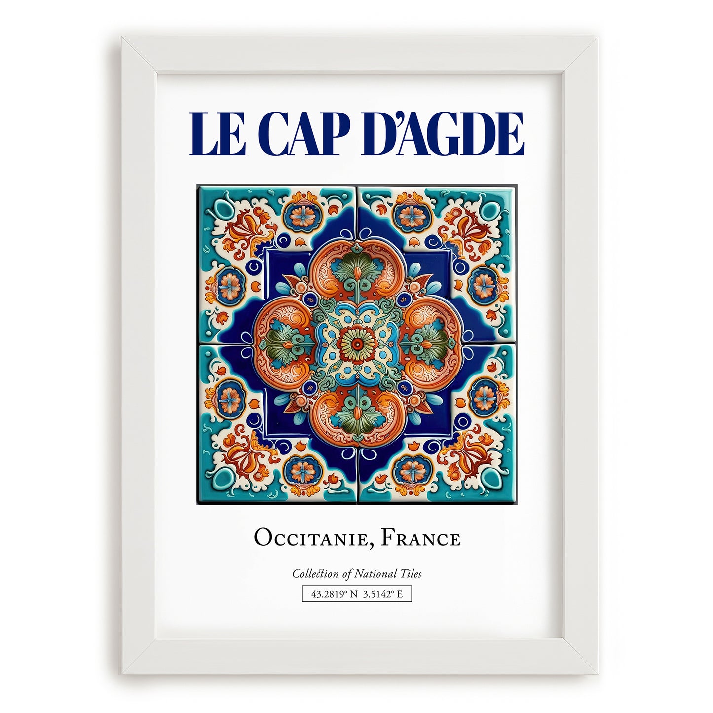 Le Cap d'Agde, France – Travel Poster, placed in minimal white frame