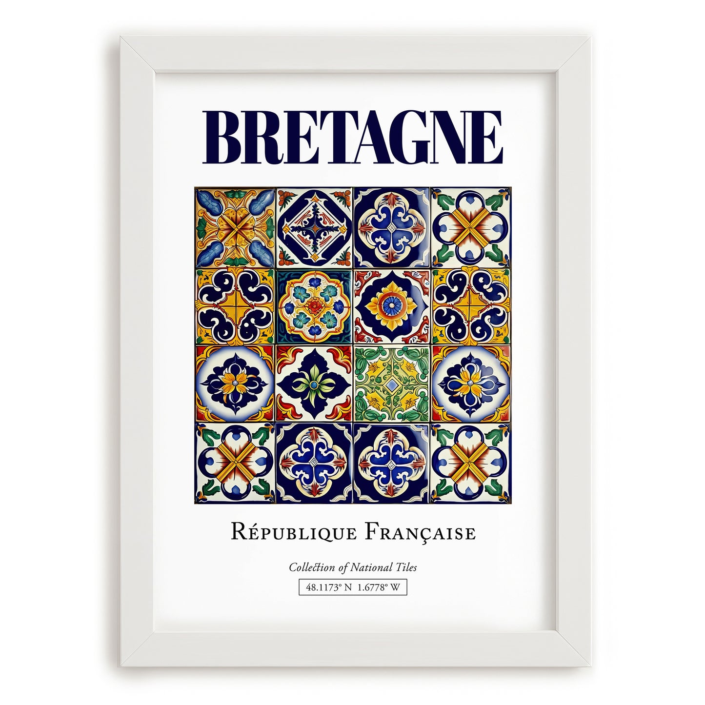 Bretagne, France – Travel Print, placed in minimal white frame