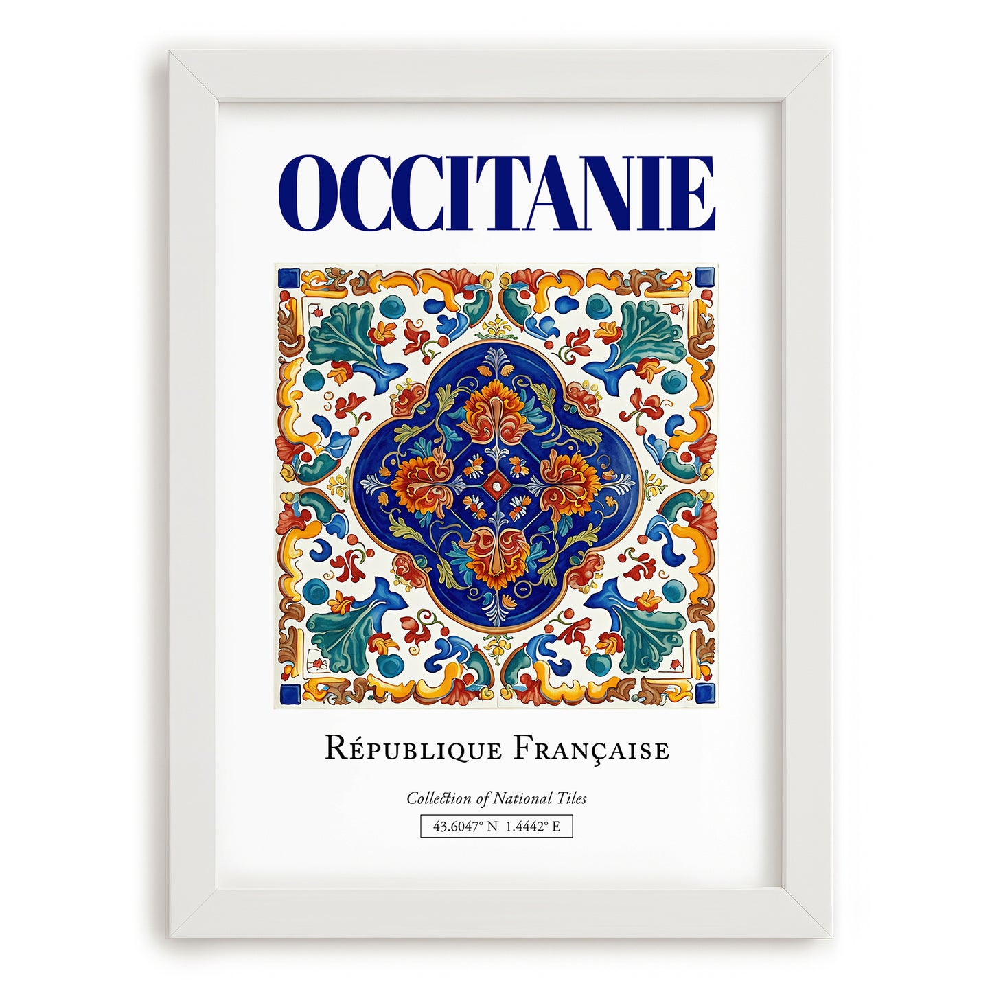 Occitanie, France – Architectural Travel Art, placed in minimal white frame