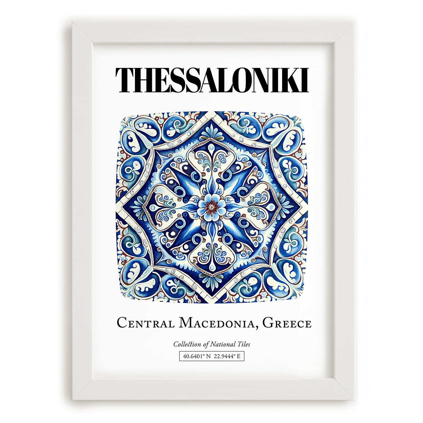 Thessaloniki, Greece – Cultural Heritage Wall Art, placed in minimal white frame