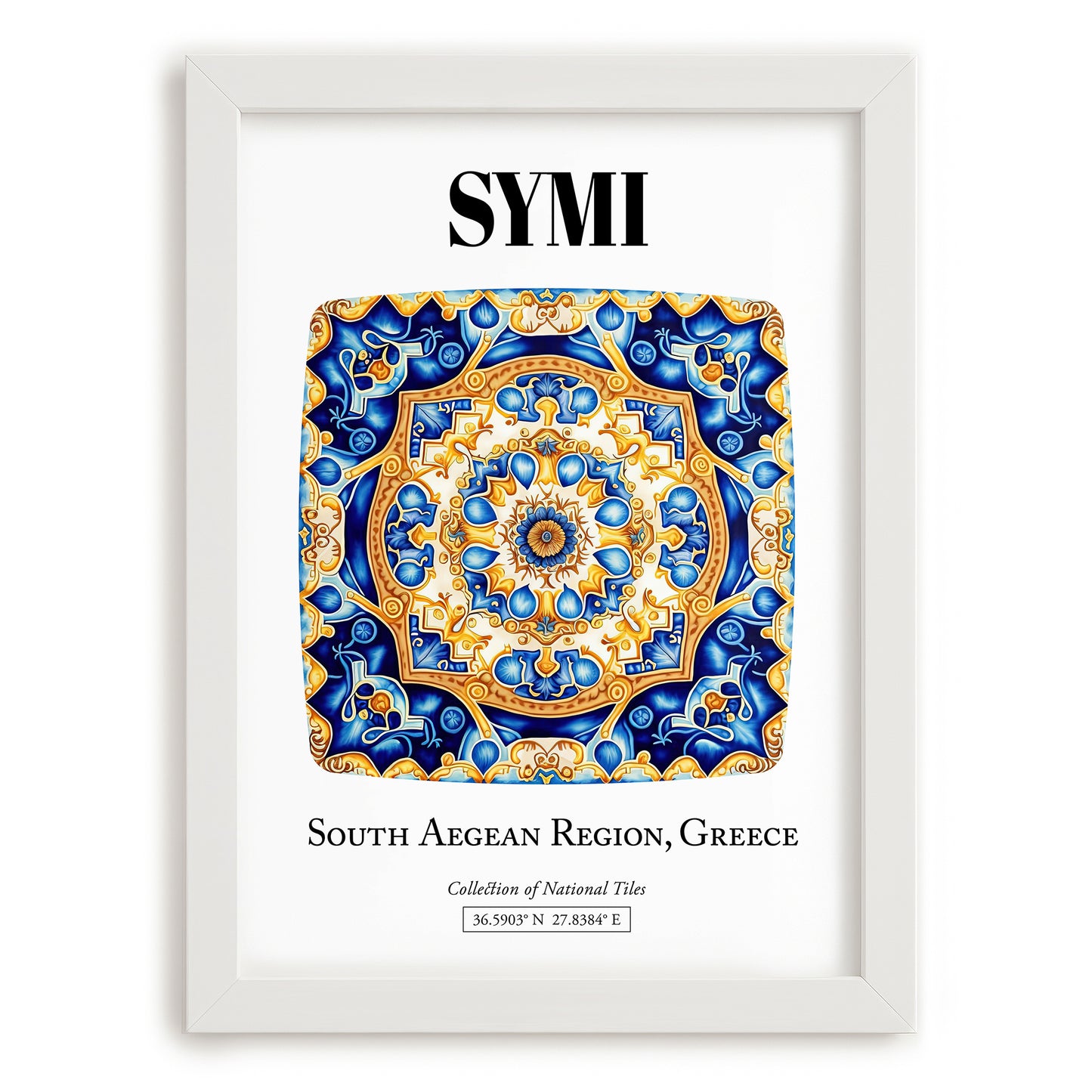 Symi, Greece – Global Wall Art, placed in minimal white frame