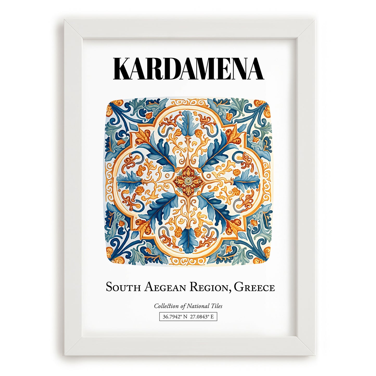 Kardamena, Greece – Global Cities Wall Print, placed in minimal white frame