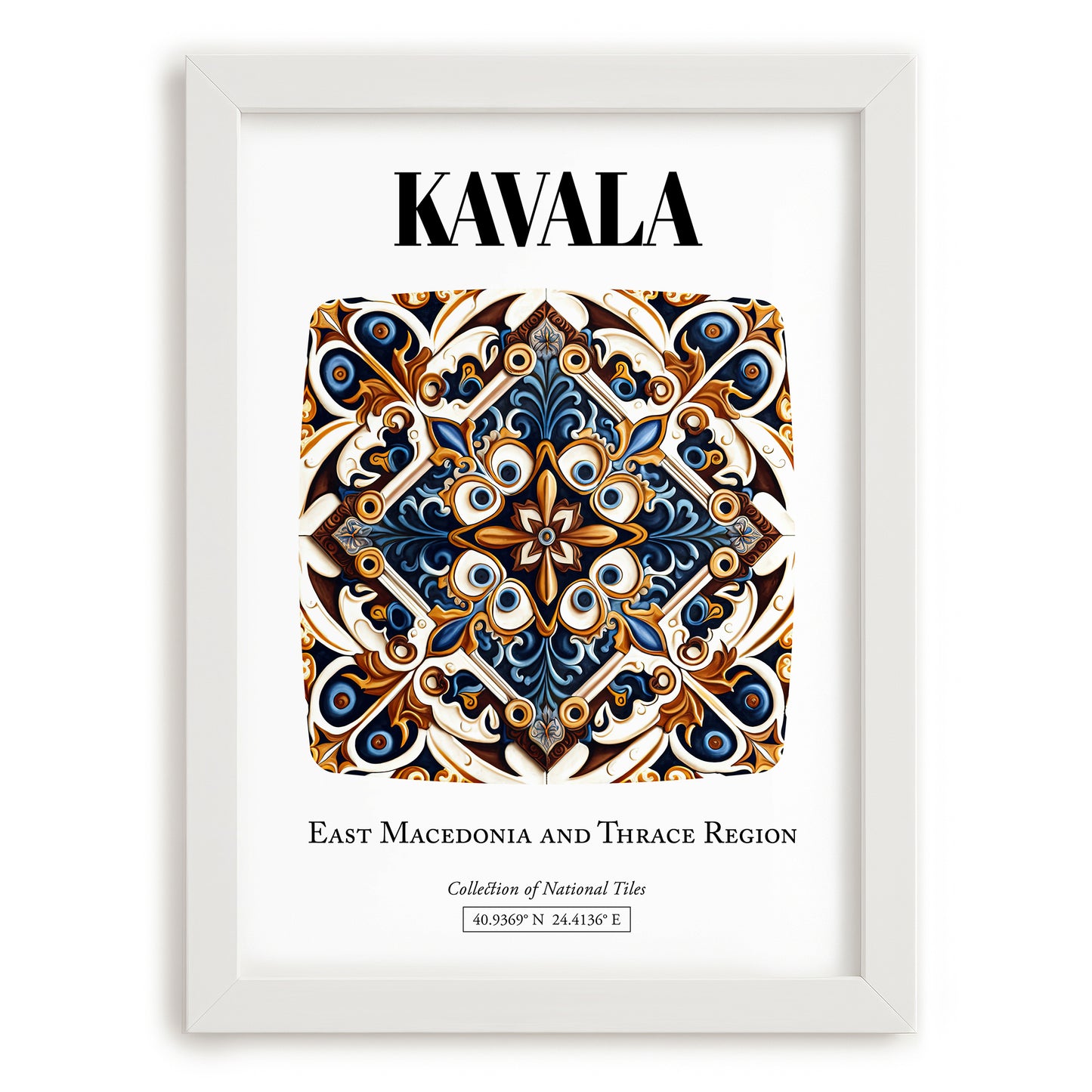 Kavala, Greece – Travel Print, placed in minimal white frame