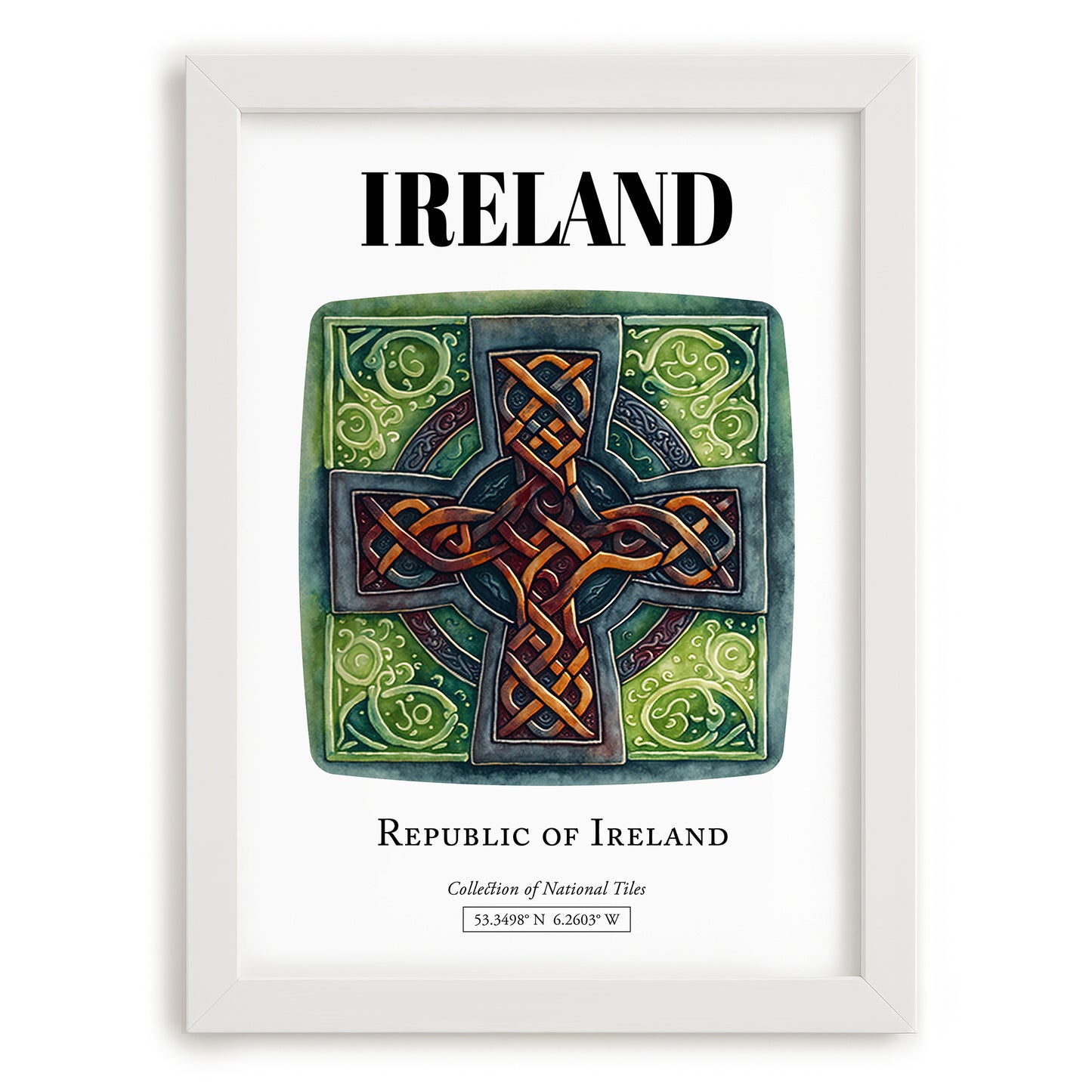 Ireland, Ireland – Travel Poster, placed in minimal white frame