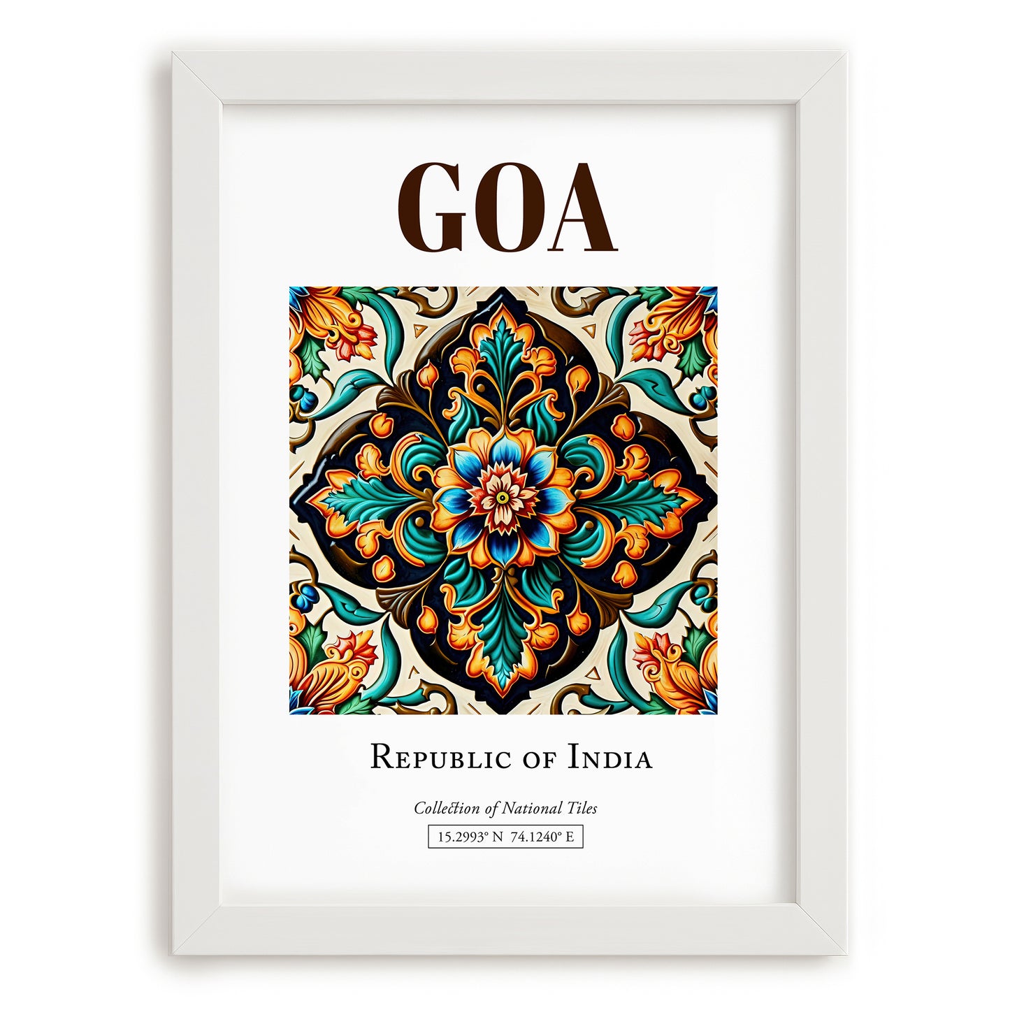 Goa, India – Travel Wall Decor, placed in minimal white frame