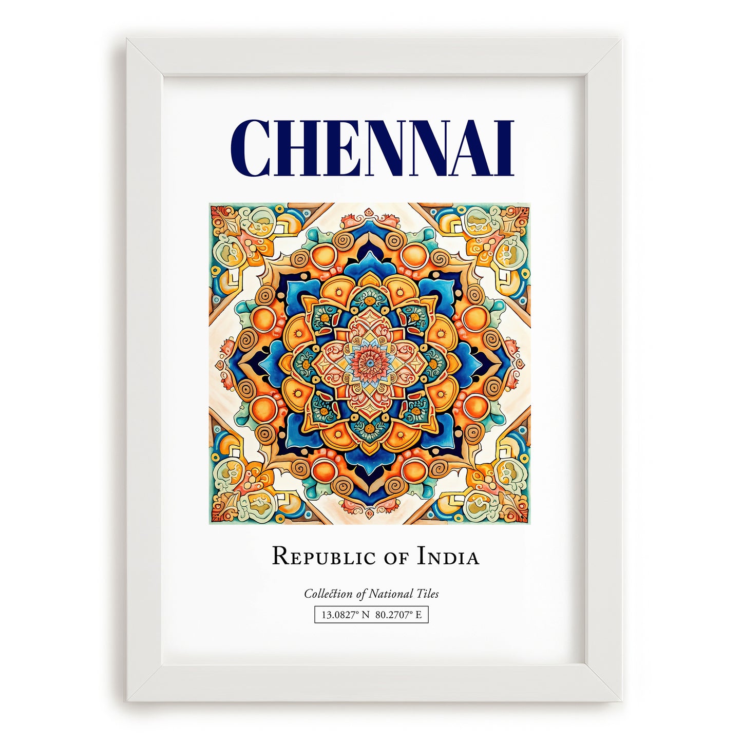 Chennai, India – Travel Wall Decor, placed in minimal white frame