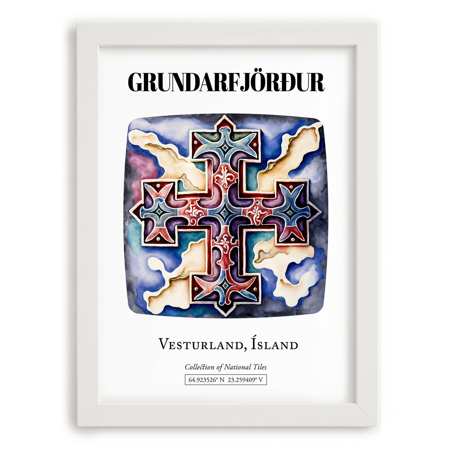 Grundarfjörður, Iceland – World Travel Art, placed in minimal white frame