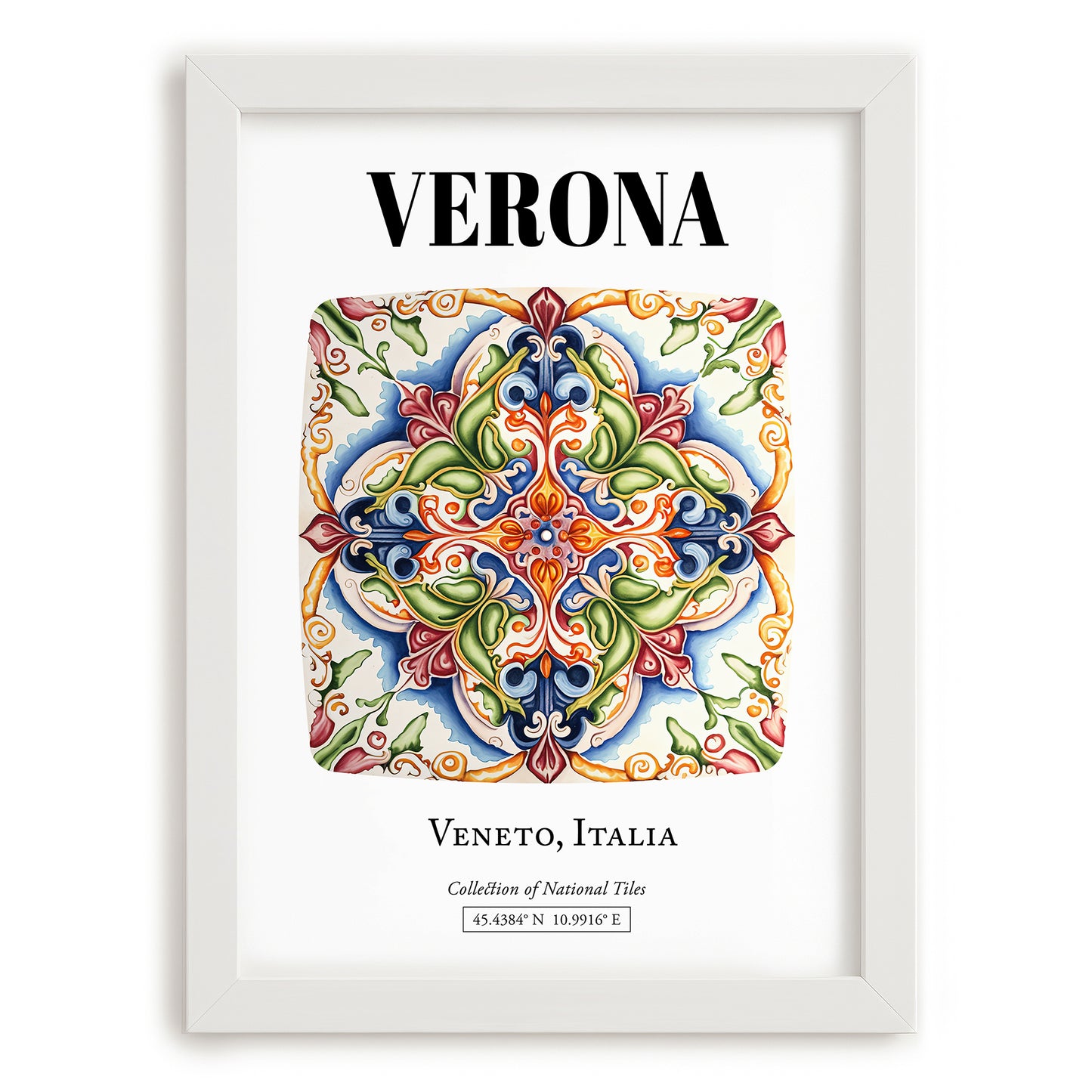 Verona, Italy – Cultural Heritage Wall Art, placed in minimal white frame