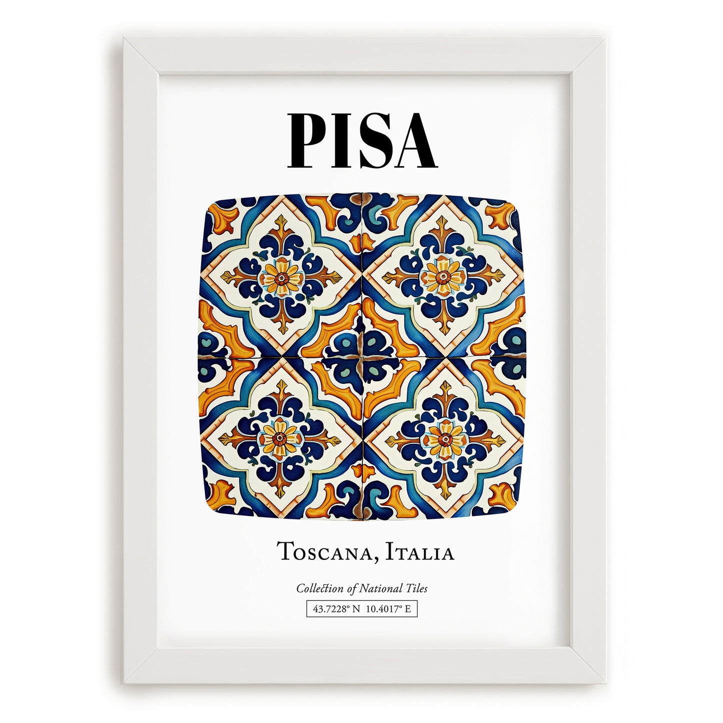 Pisa, Italy – Travel Print, placed in minimal white frame