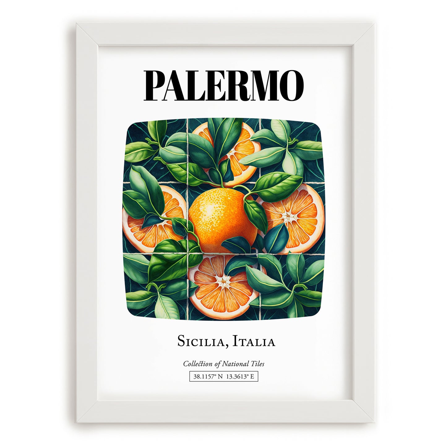 Palermo, Italy – Travel Print, placed in minimal white frame