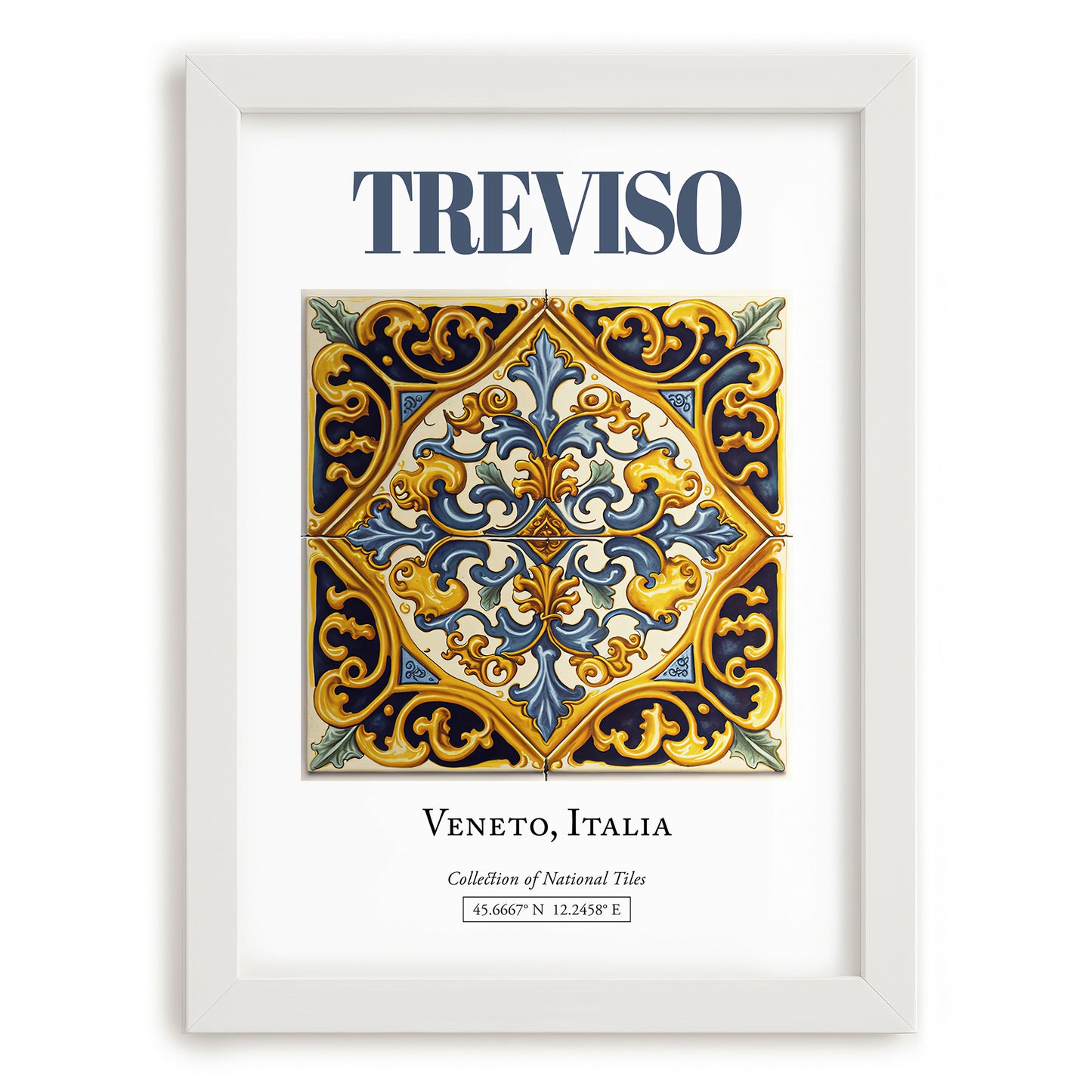 Treviso, Italy – Travel Destination Art, placed in minimal white frame