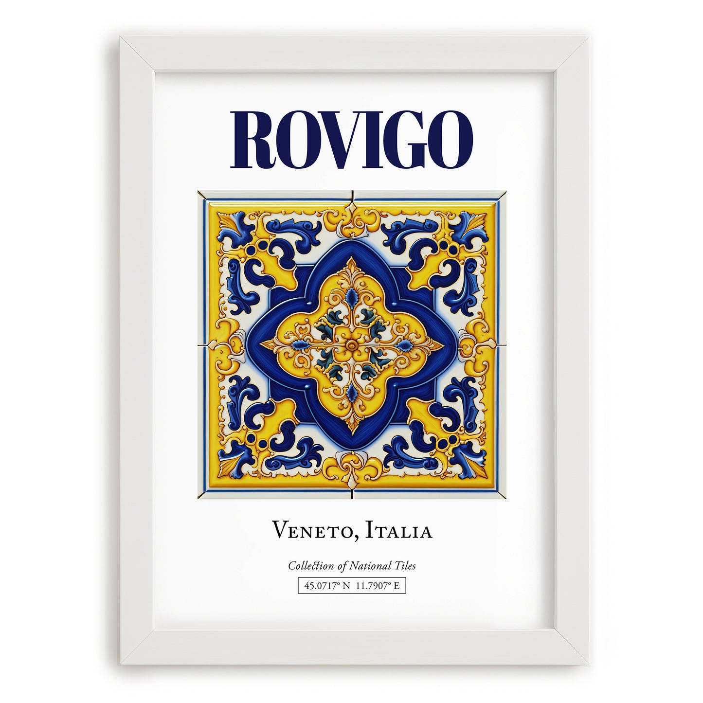 Rovigo, Italy – Travel Poster, placed in minimal white frame