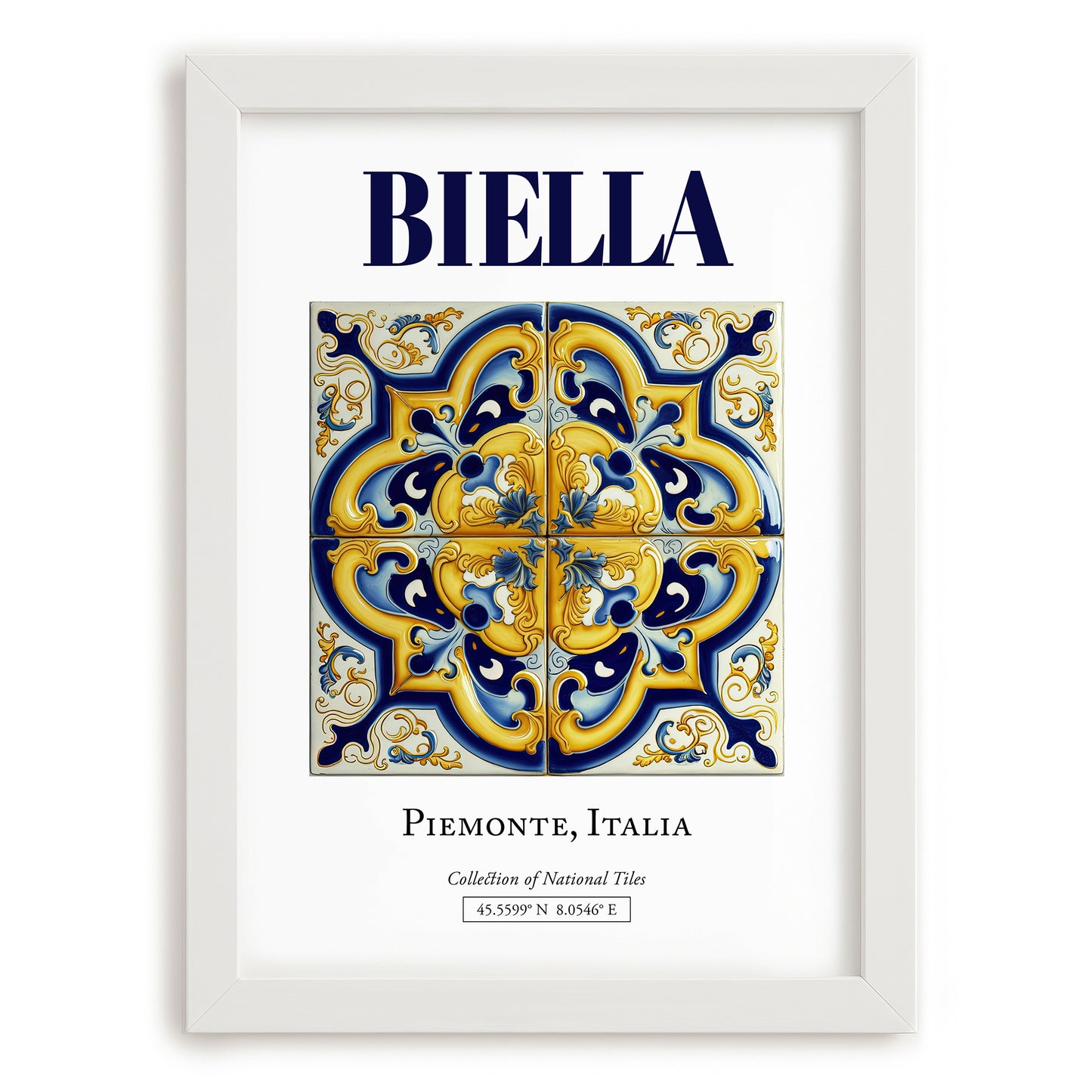 Biella, Italy – Travel Poster, placed in minimal white frame