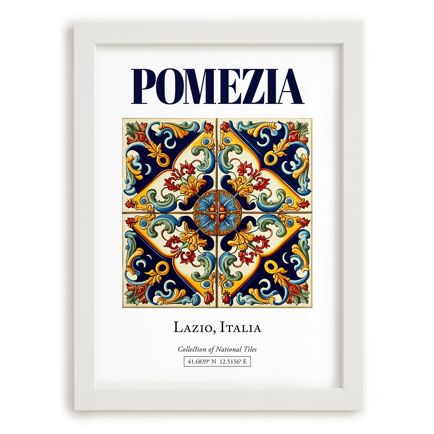 Pomezia, Italy – Illustrated Travel Poster, placed in minimal white frame