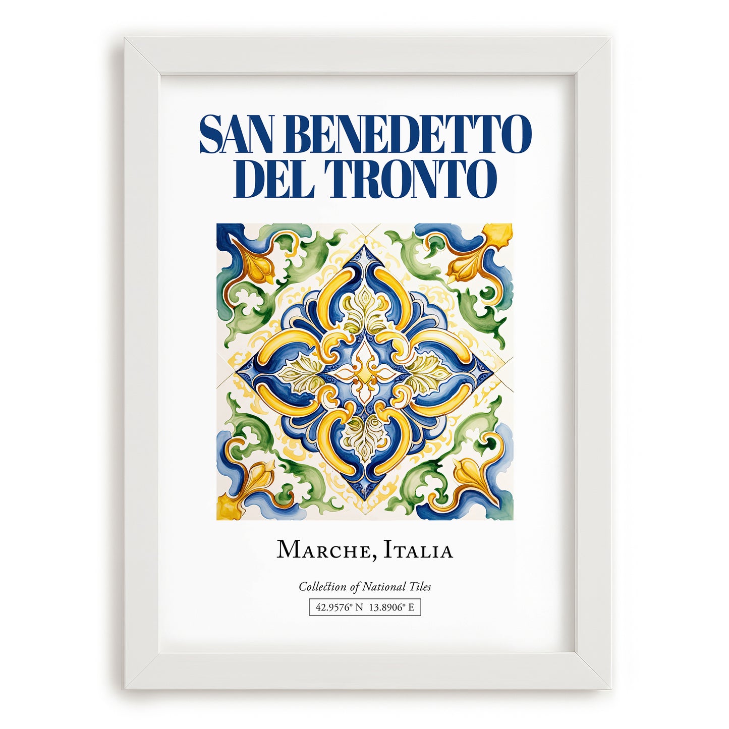 San Benedetto del Tronto, Italy – Architectural Travel Art, placed in minimal white frame