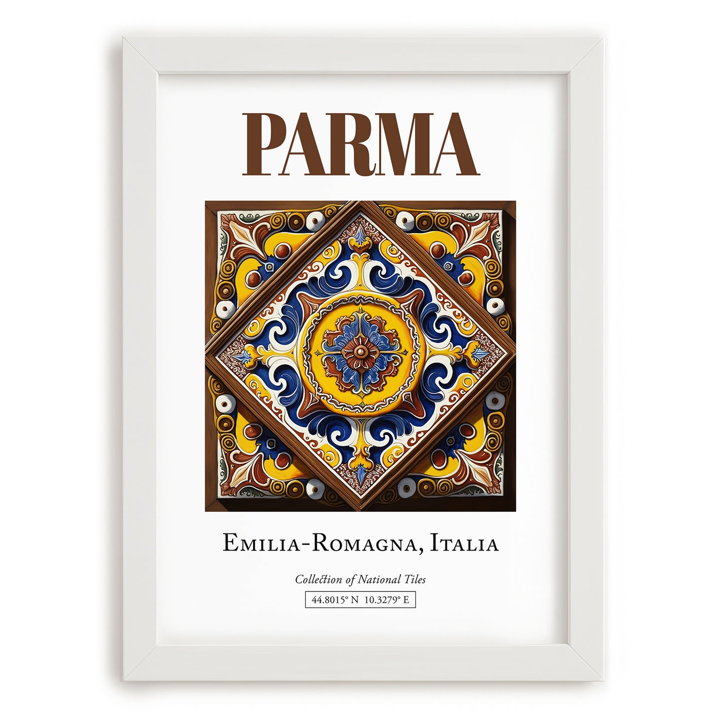 Parma, Italy – Travel Wall Decor, placed in minimal white frame