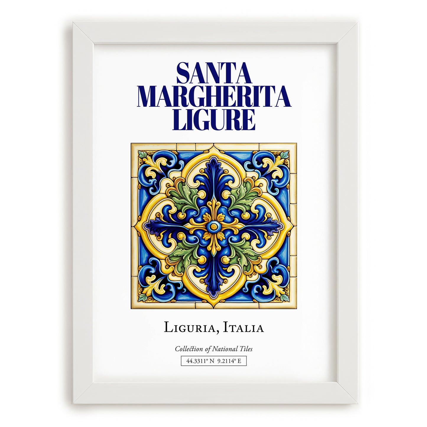 Santa Margherita Ligure, Italy – Travel Print, placed in minimal white frame