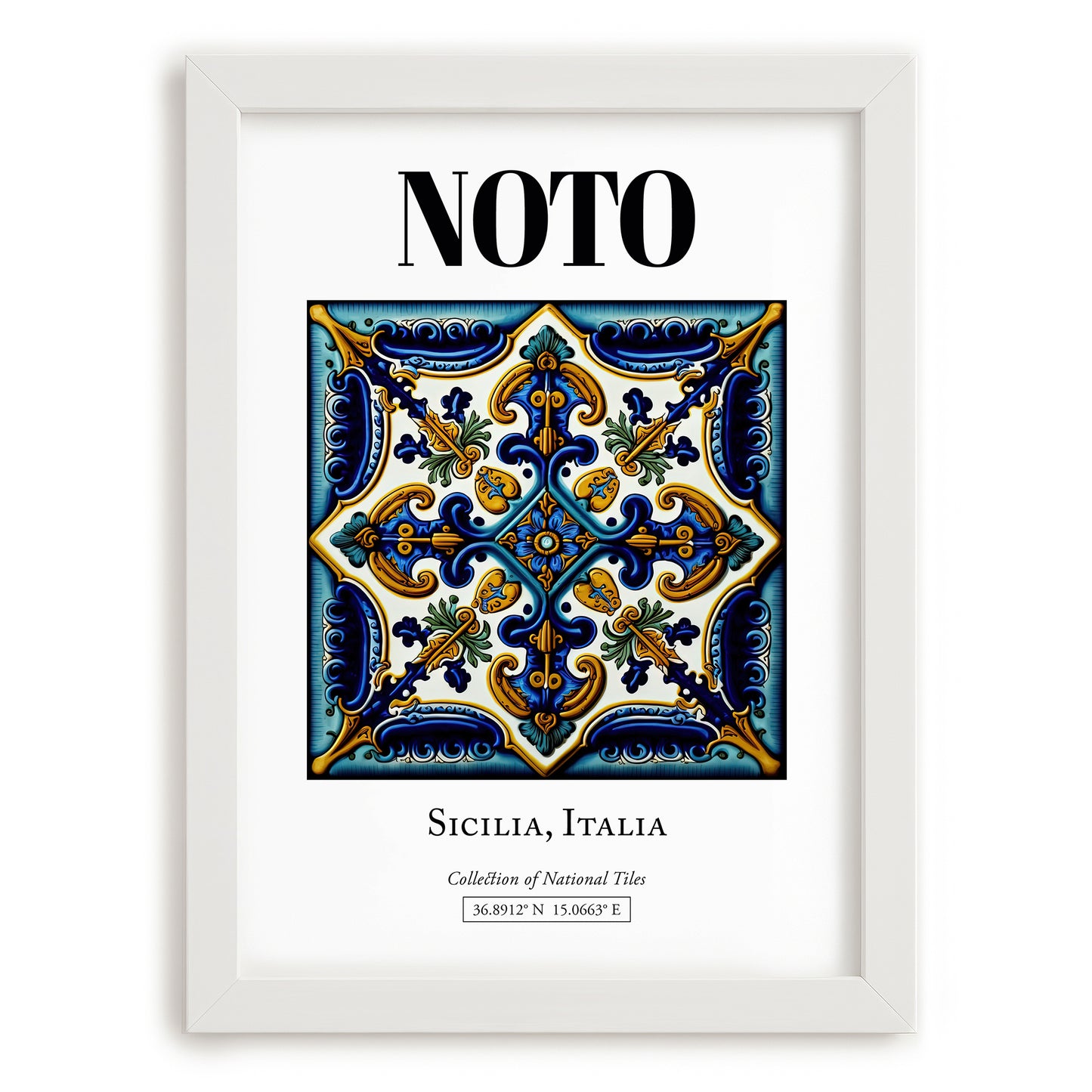 Noto, Italy – Dream Destination Decor, placed in minimal white frame
