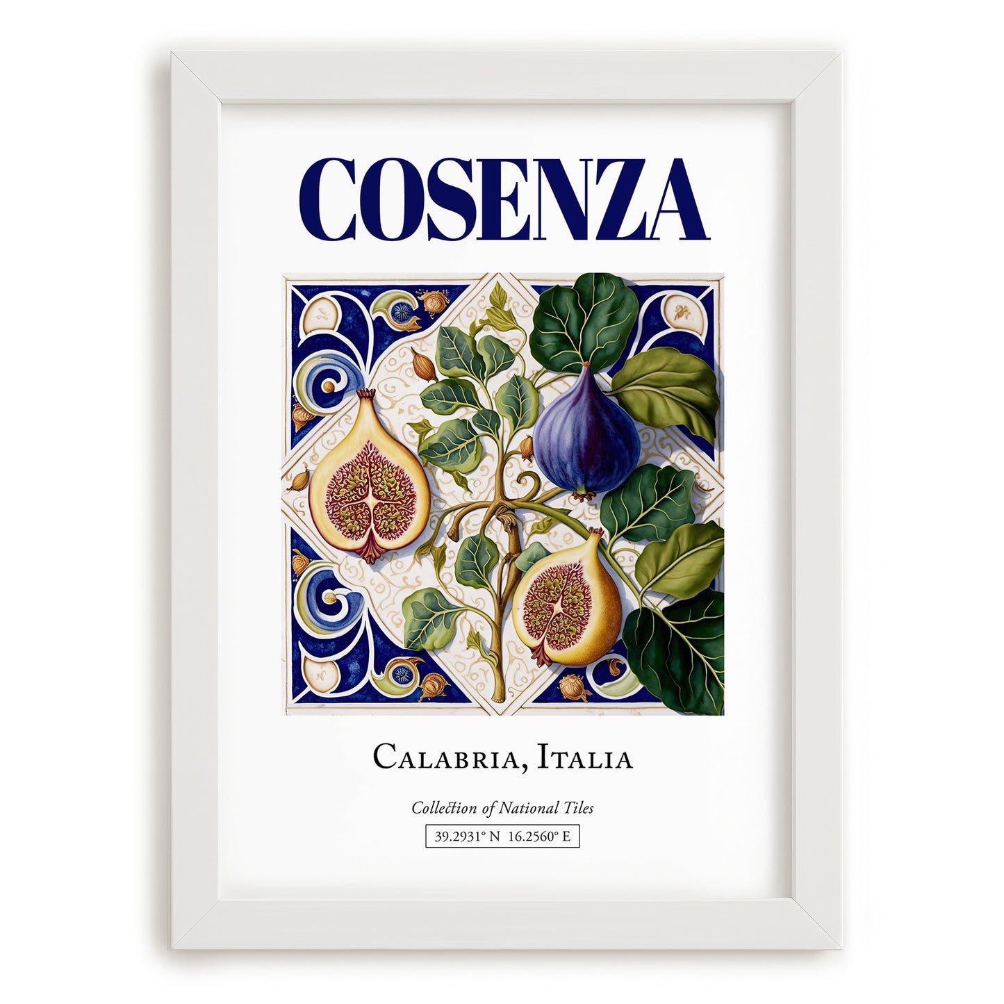 Cosenza, Italy – Travel Poster, placed in minimal white frame