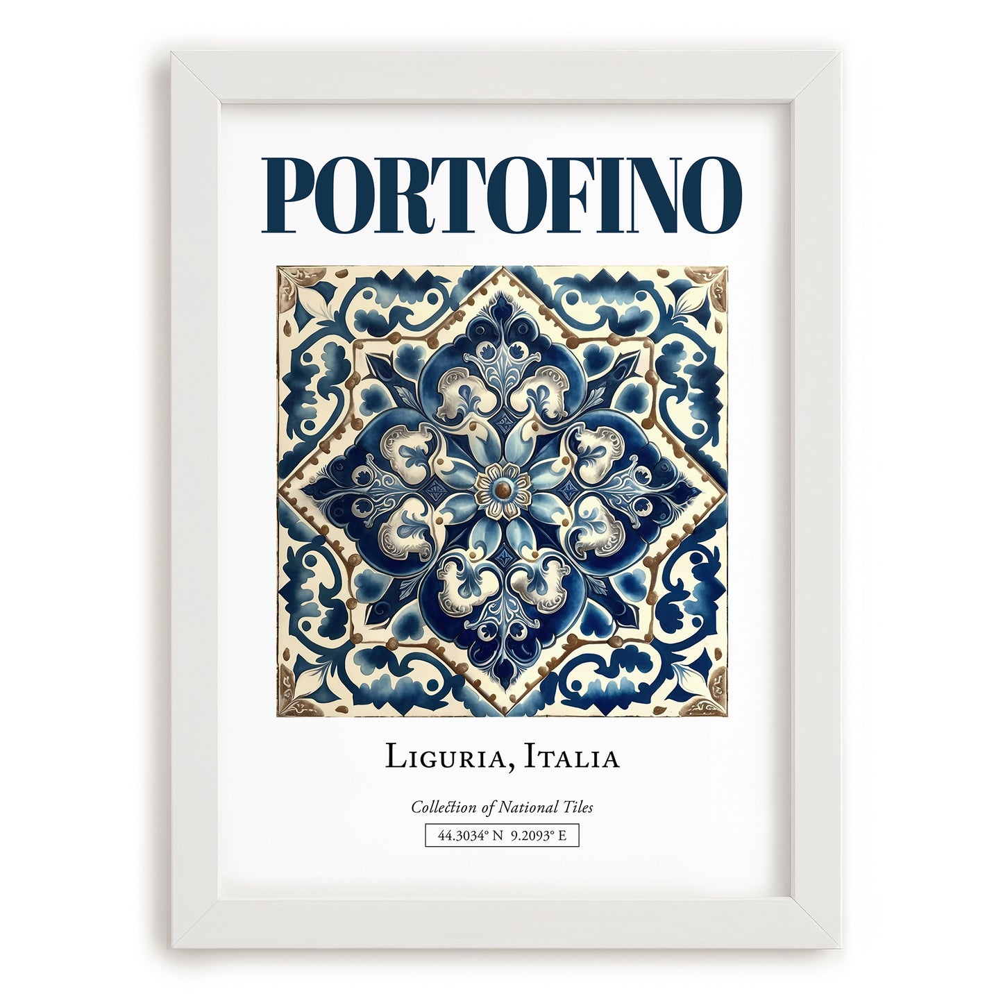Portofino, Italy – Travel Wall Decor, placed in minimal white frame